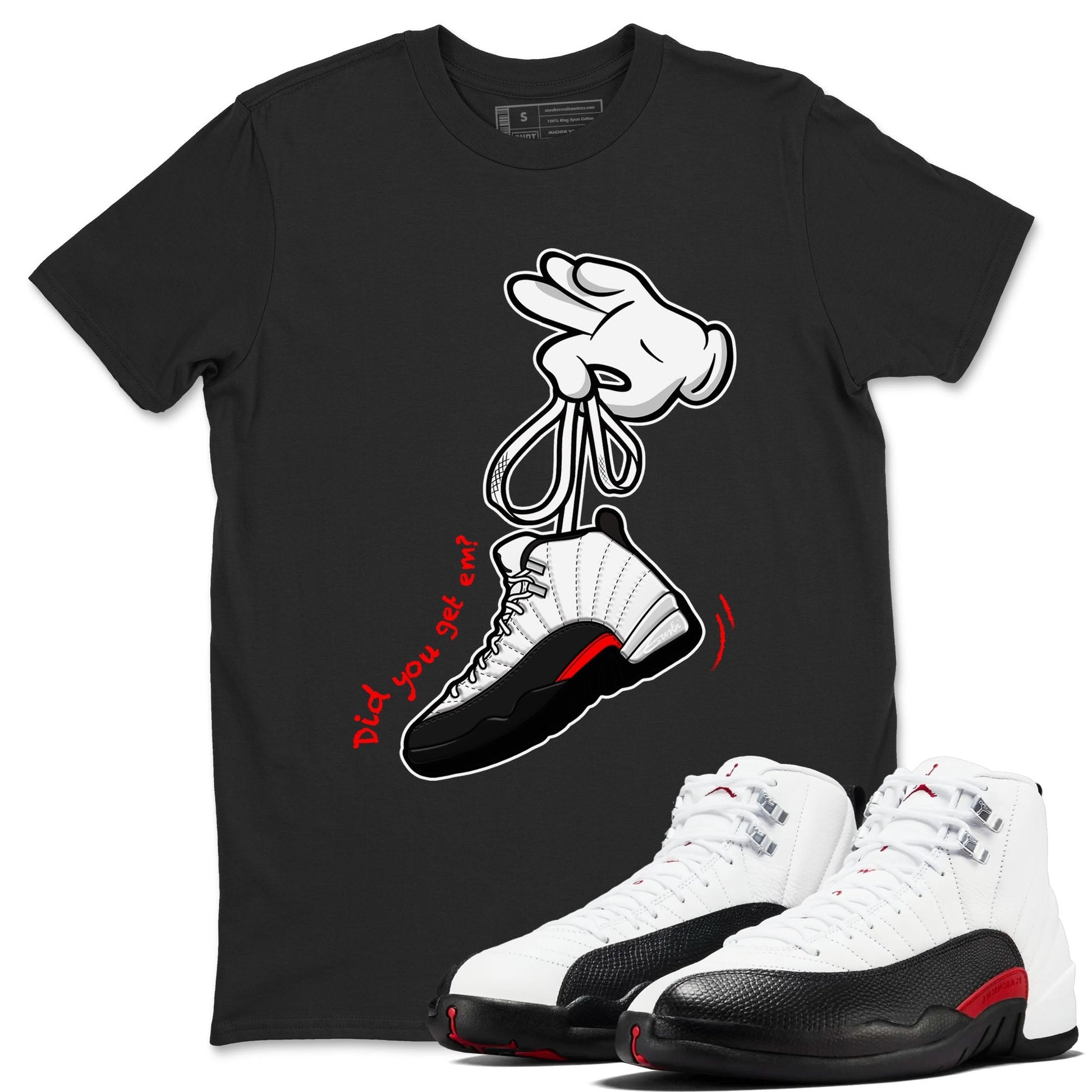 Cartoon Hands Sneaker Tees - Air Jordan 12 Taxi Flip