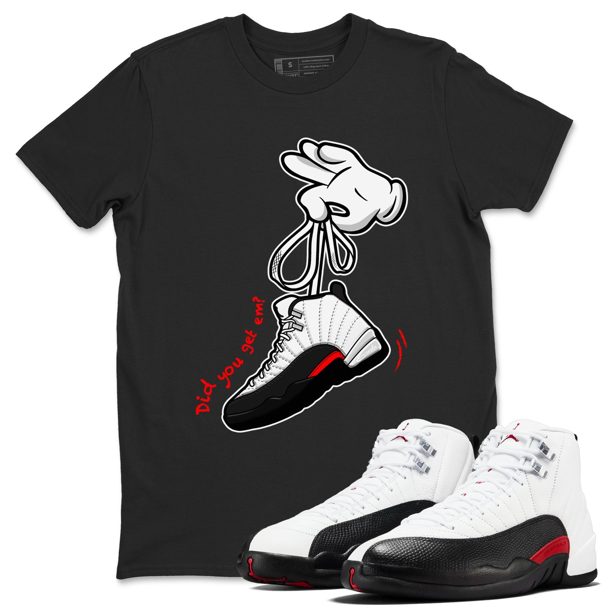 Cartoon Hands Sneaker Tees - Air Jordan 12 Taxi Flip
