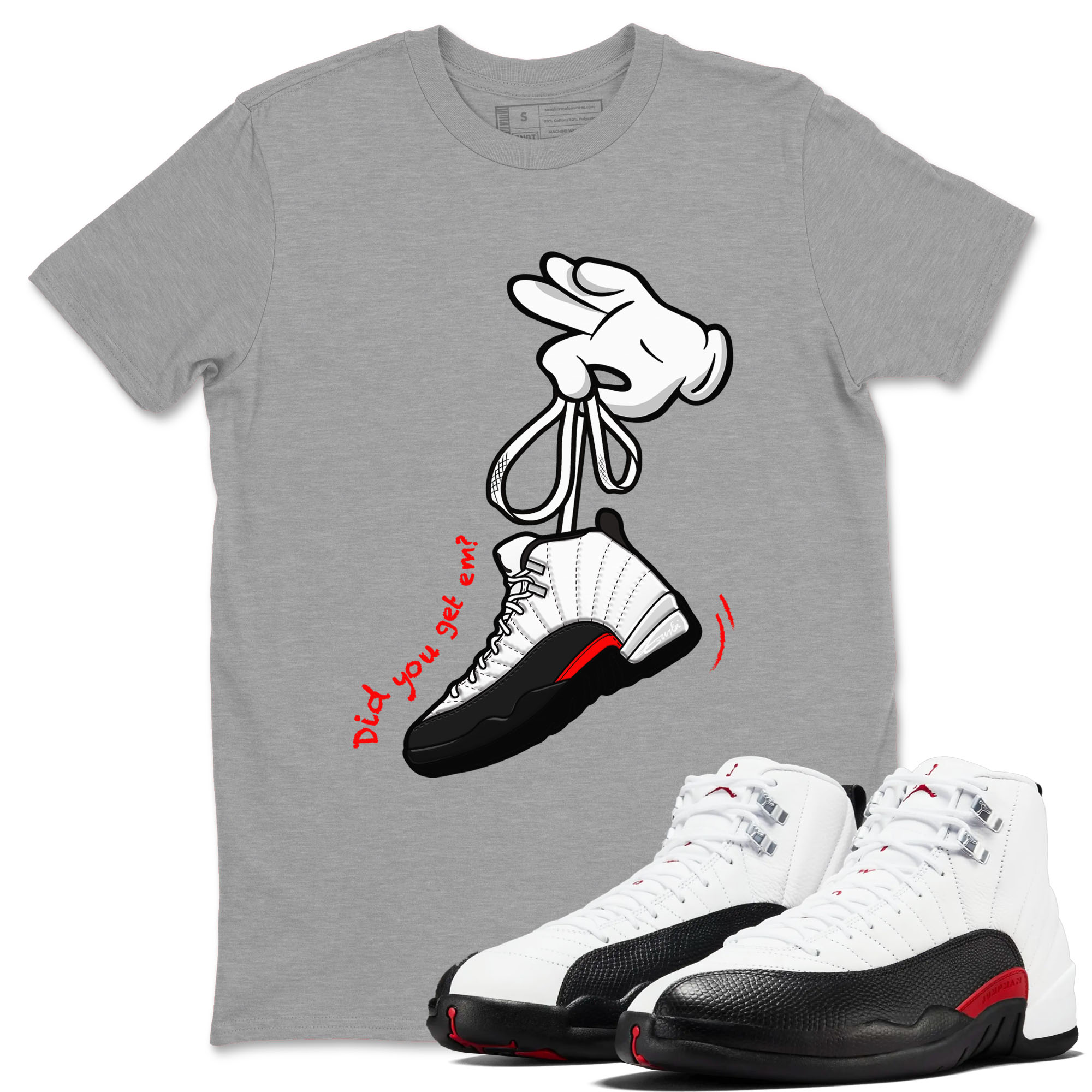 Cartoon Hands Sneaker Tees - Air Jordan 12 Taxi Flip