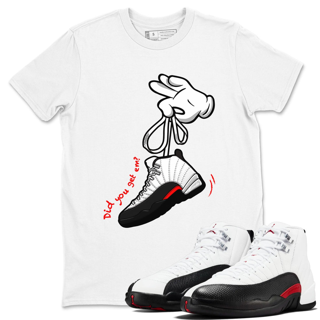 Cartoon Hands Sneaker Tees - Air Jordan 12 Taxi Flip