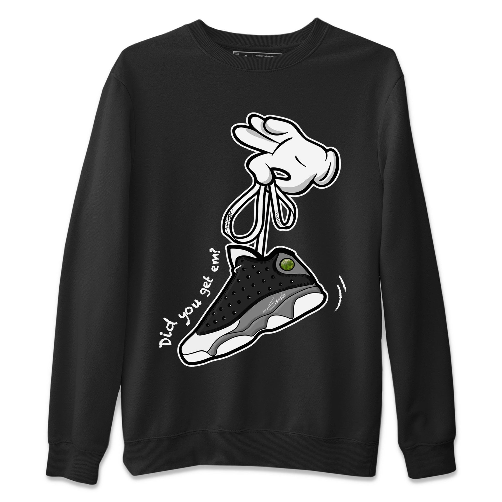 Cartoon Hands Unisex Tops - Air Jordan 13 Black Flint