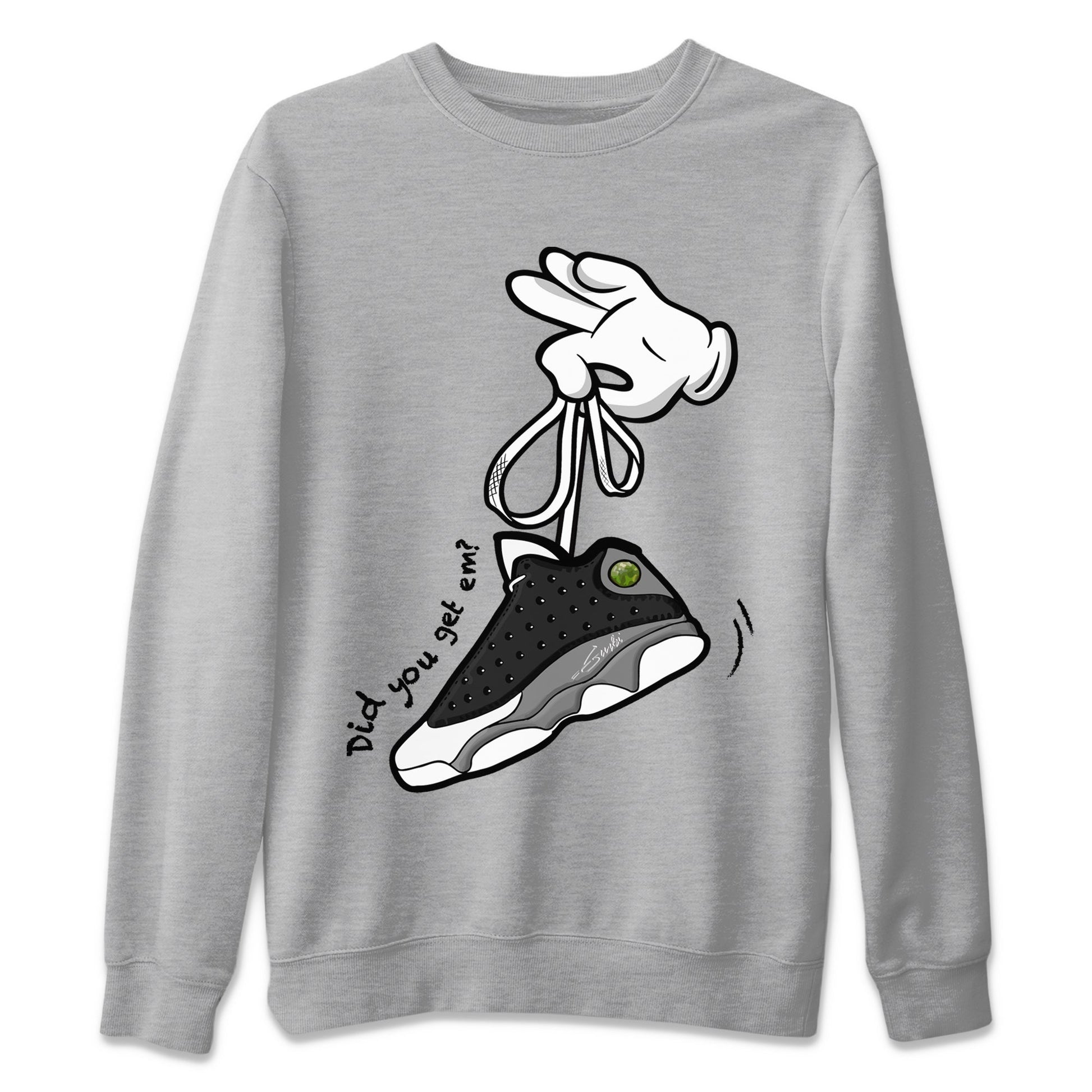 Cartoon Hands Unisex Tops - Air Jordan 13 Black Flint