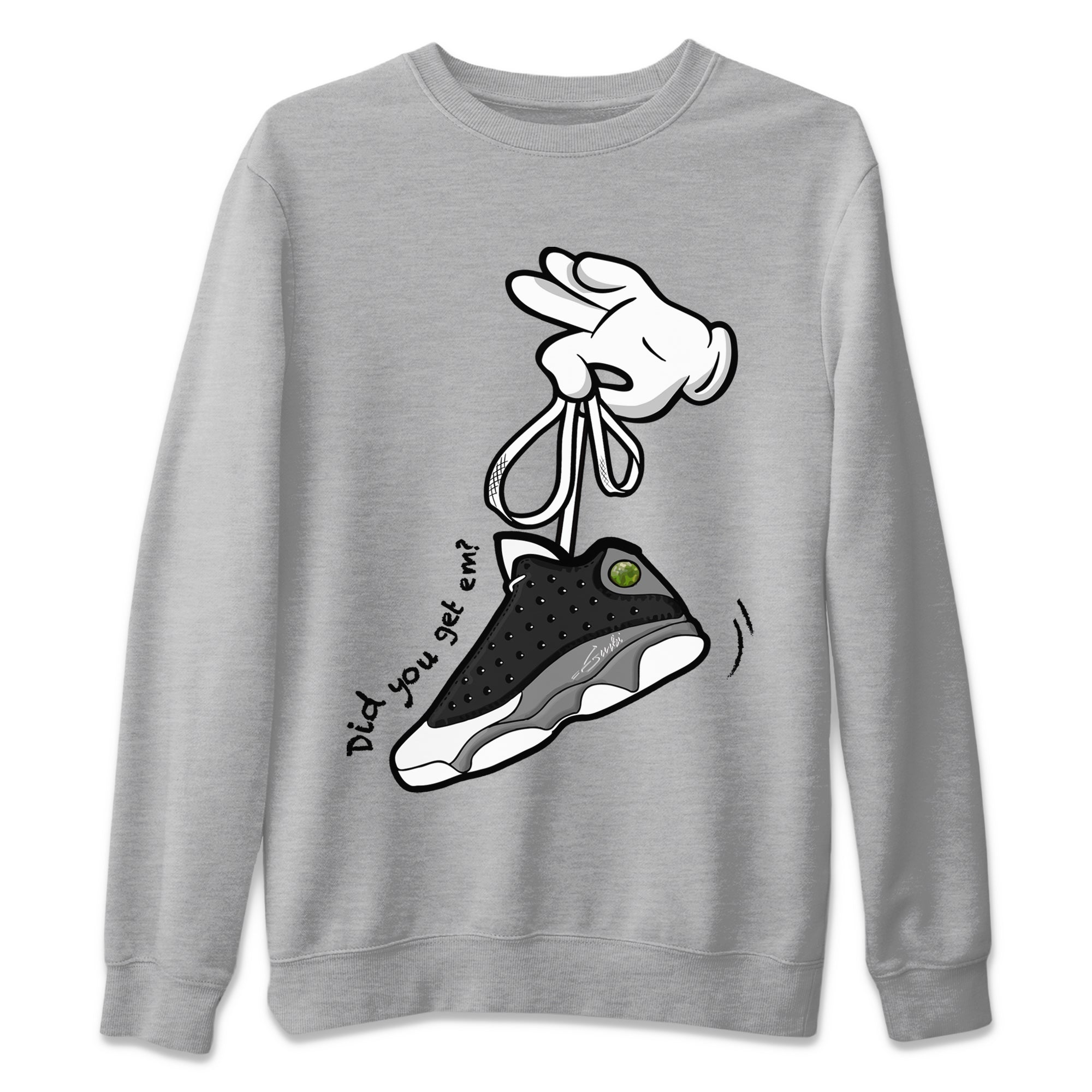 Cartoon Hands Unisex Tops - Air Jordan 13 Black Flint