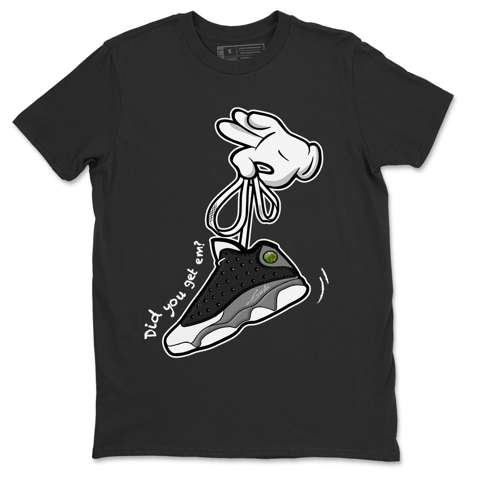 Cartoon Hands Unisex Tops - Air Jordan 13 Black Flint