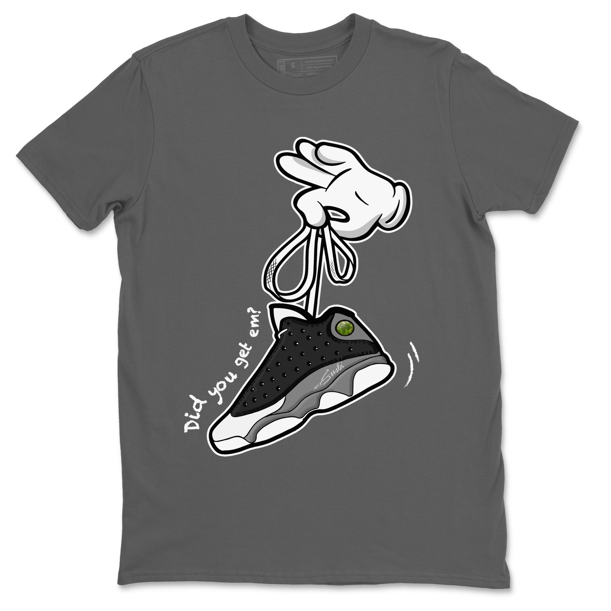 Cartoon Hands Unisex Tops - Air Jordan 13 Black Flint