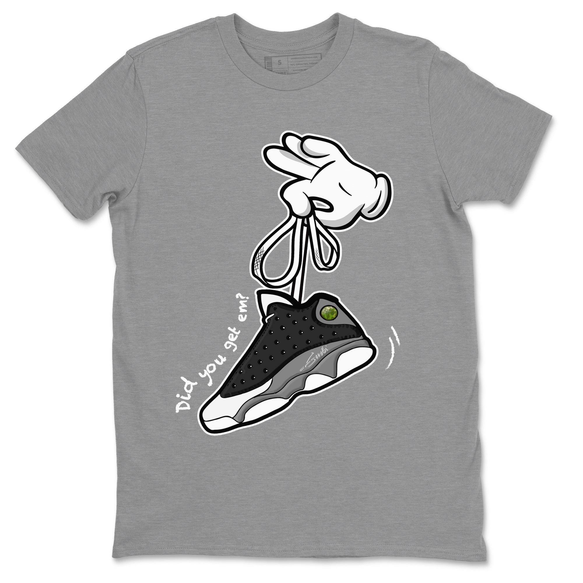 Cartoon Hands Unisex Tops - Air Jordan 13 Black Flint