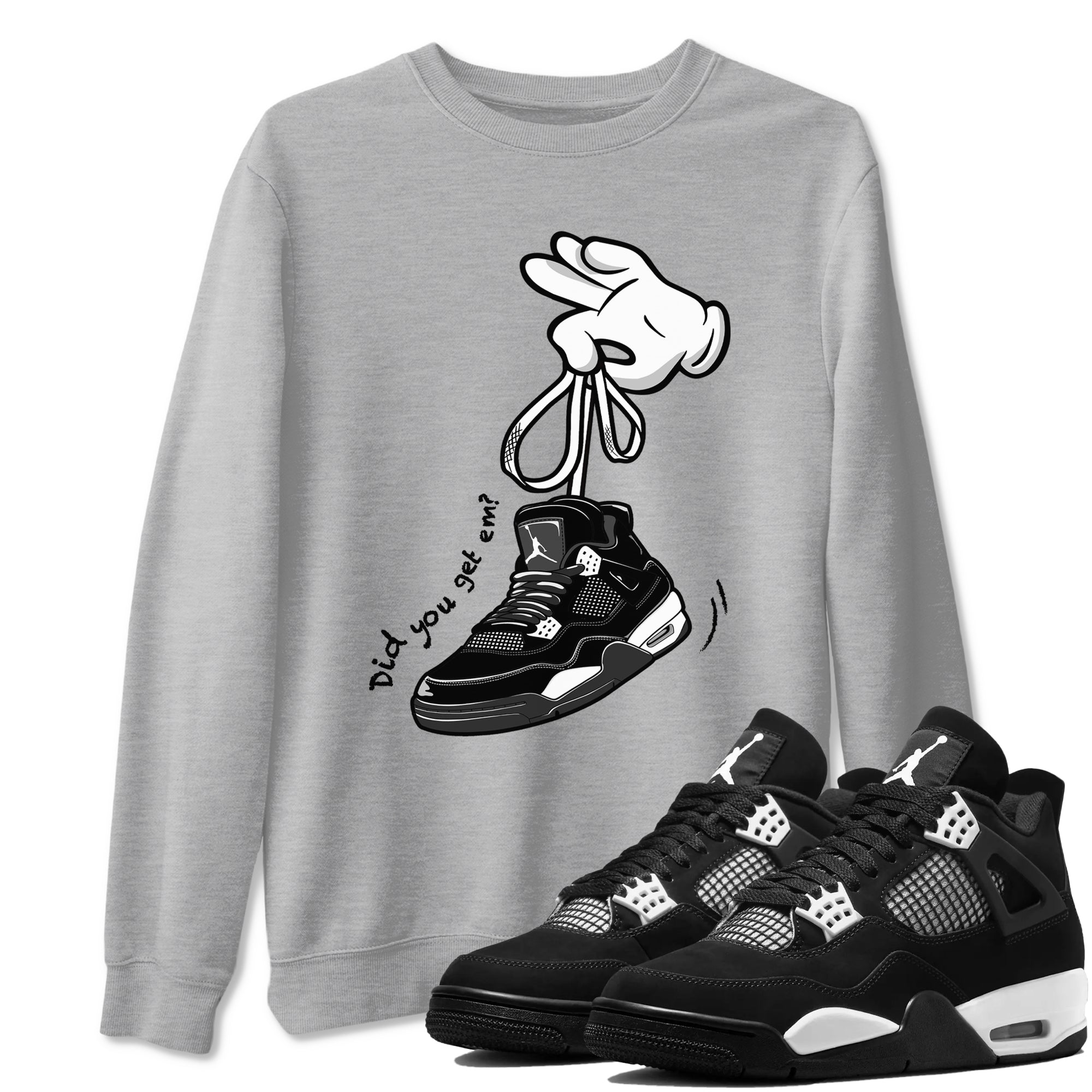 Cartoon Hands Sneaker Tees - Air Jordan 4 White Thunder