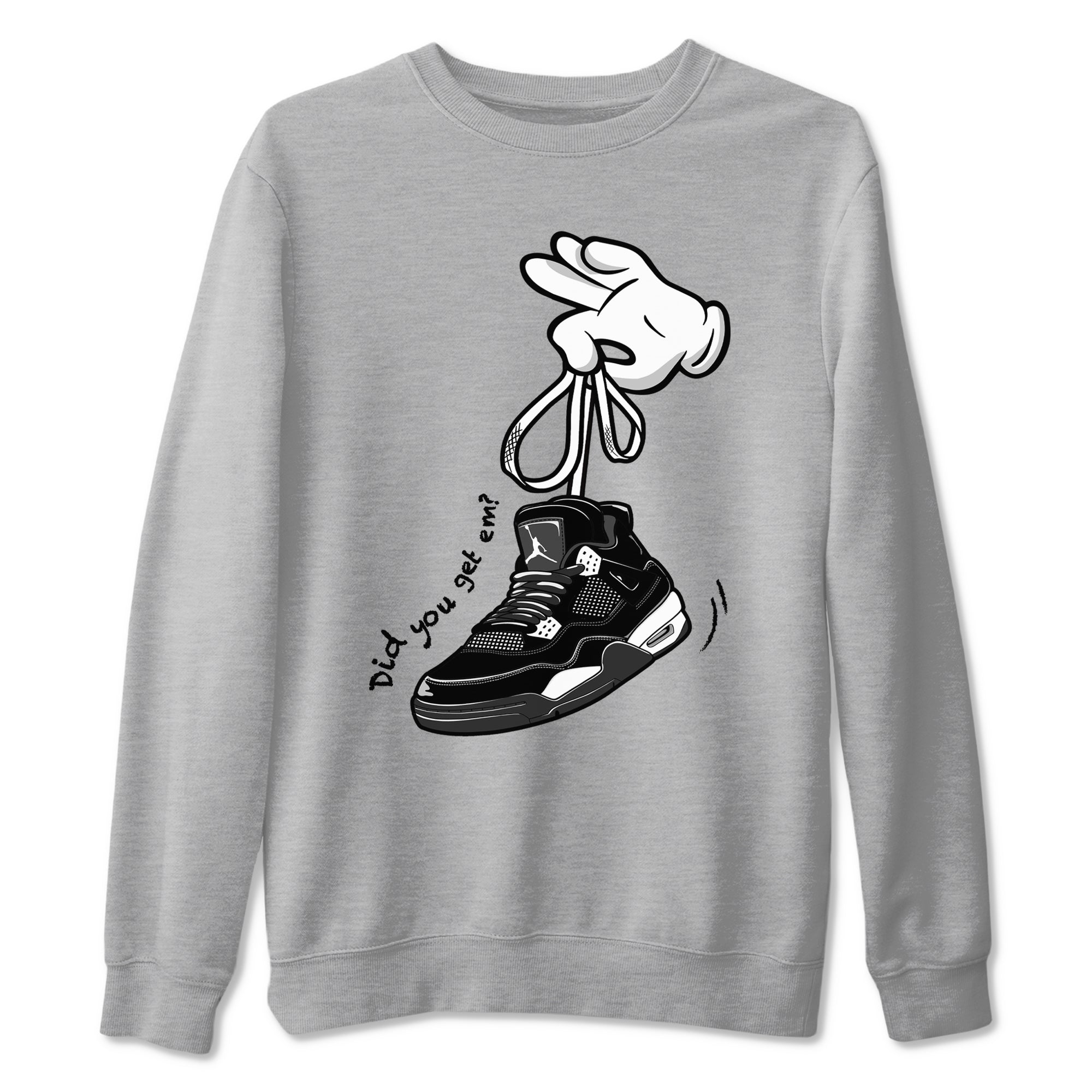 Cartoon Hands Sneaker Tees - Air Jordan 4 White Thunder