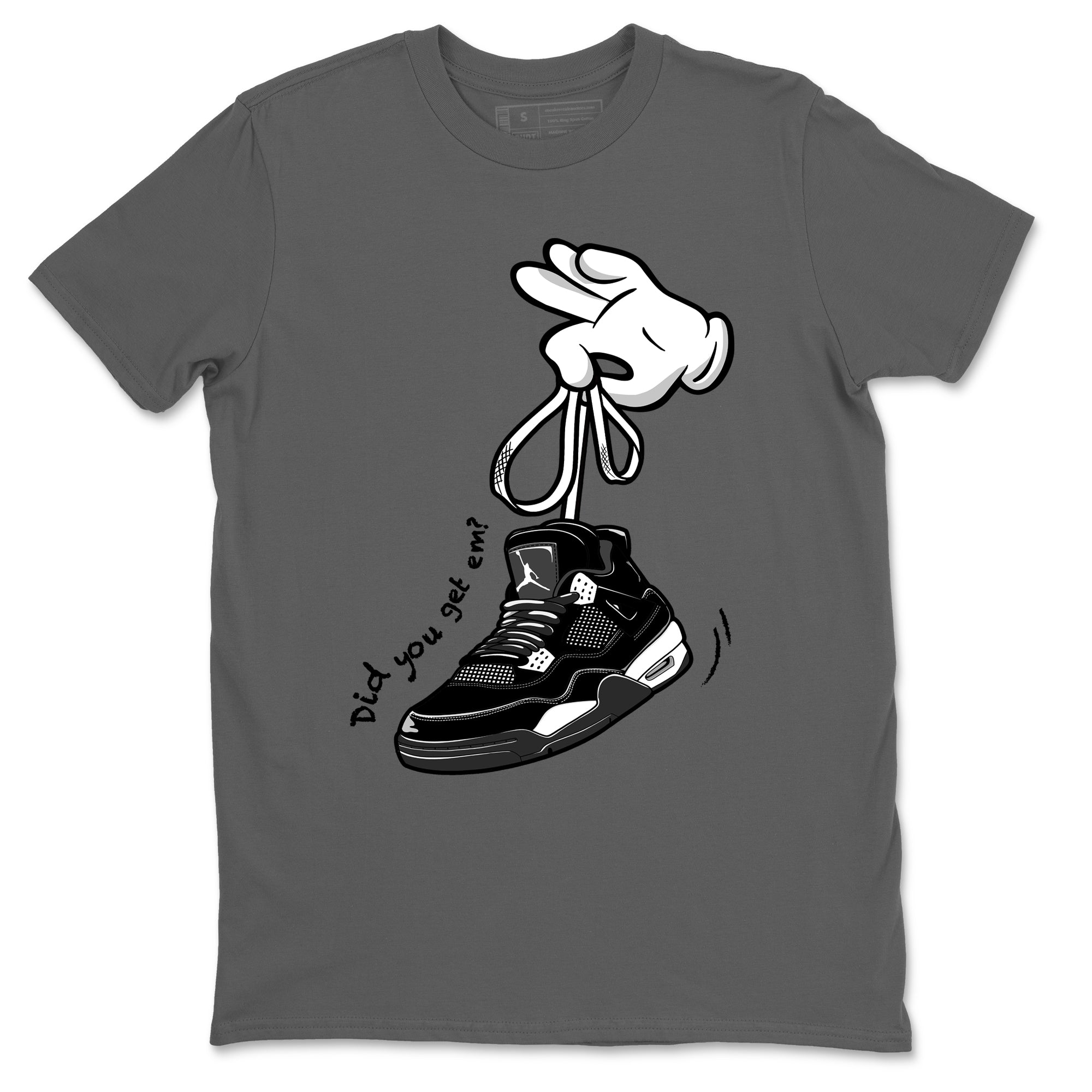 Cartoon Hands Sneaker Tees - Air Jordan 4 White Thunder