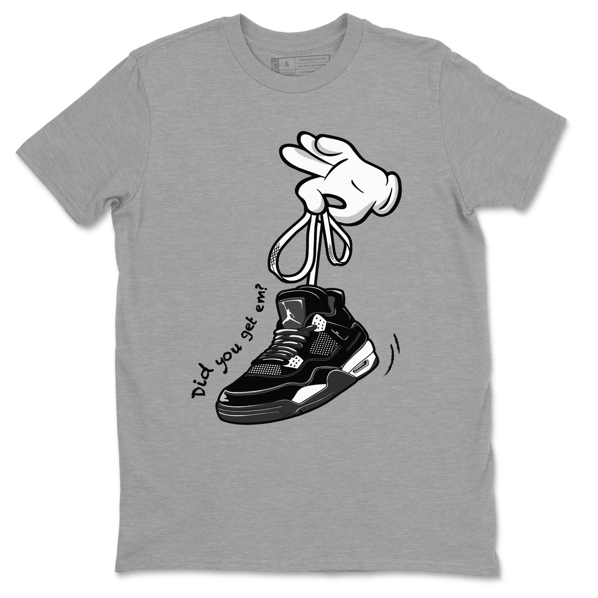 Cartoon Hands Sneaker Tees - Air Jordan 4 White Thunder