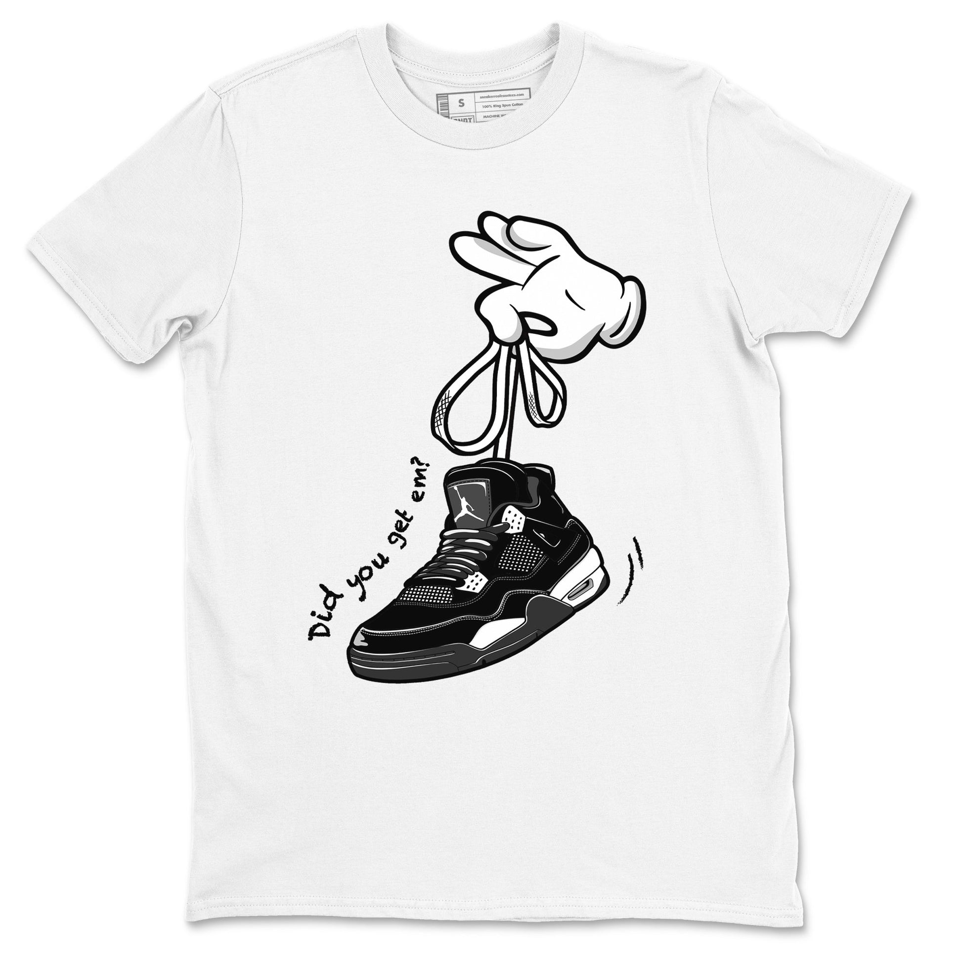 Cartoon Hands Sneaker Tees - Air Jordan 4 White Thunder