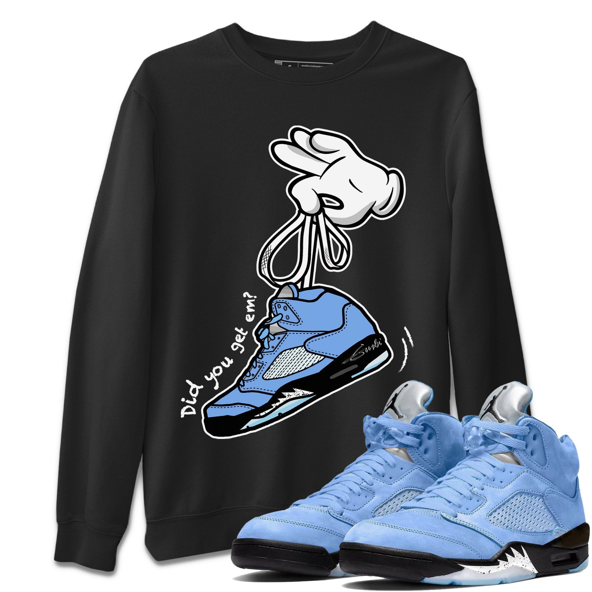 Cartoon Hands Unisex Tops - Air Jordan 5 UNC