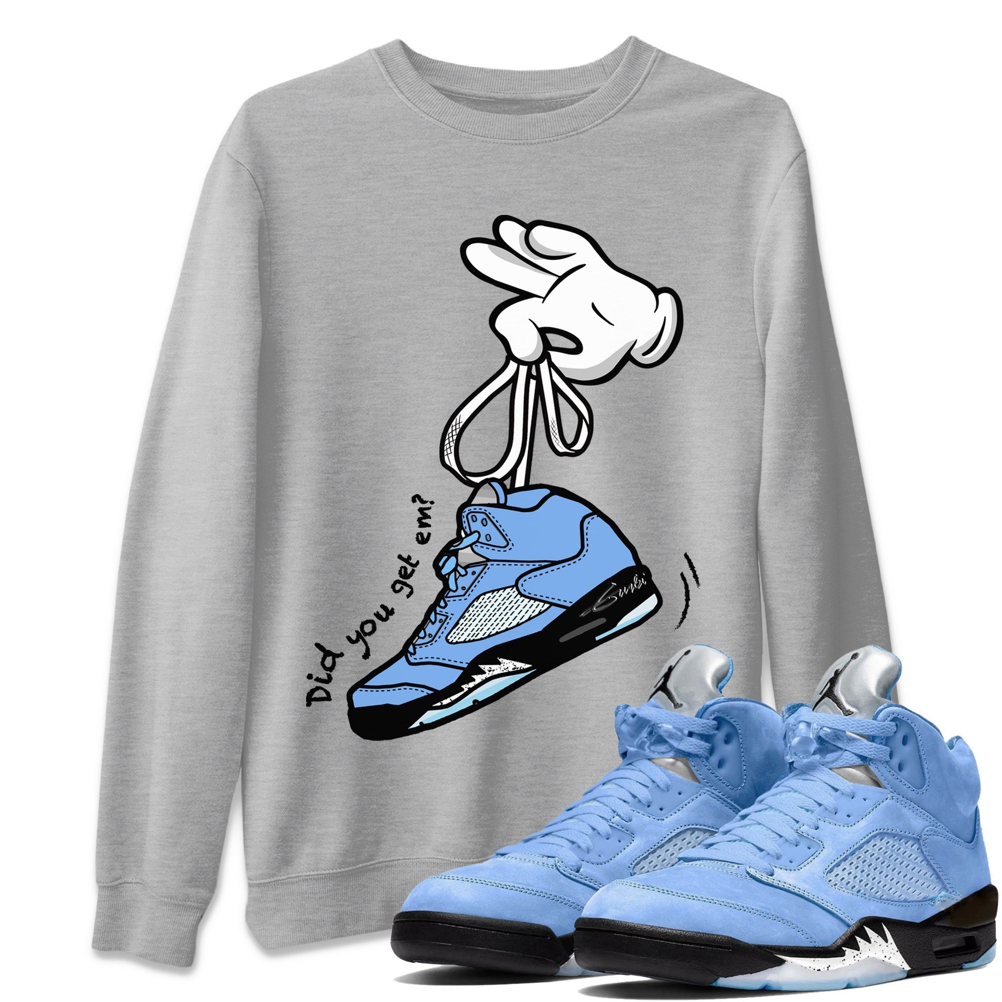 Cartoon Hands Unisex Tops - Air Jordan 5 UNC