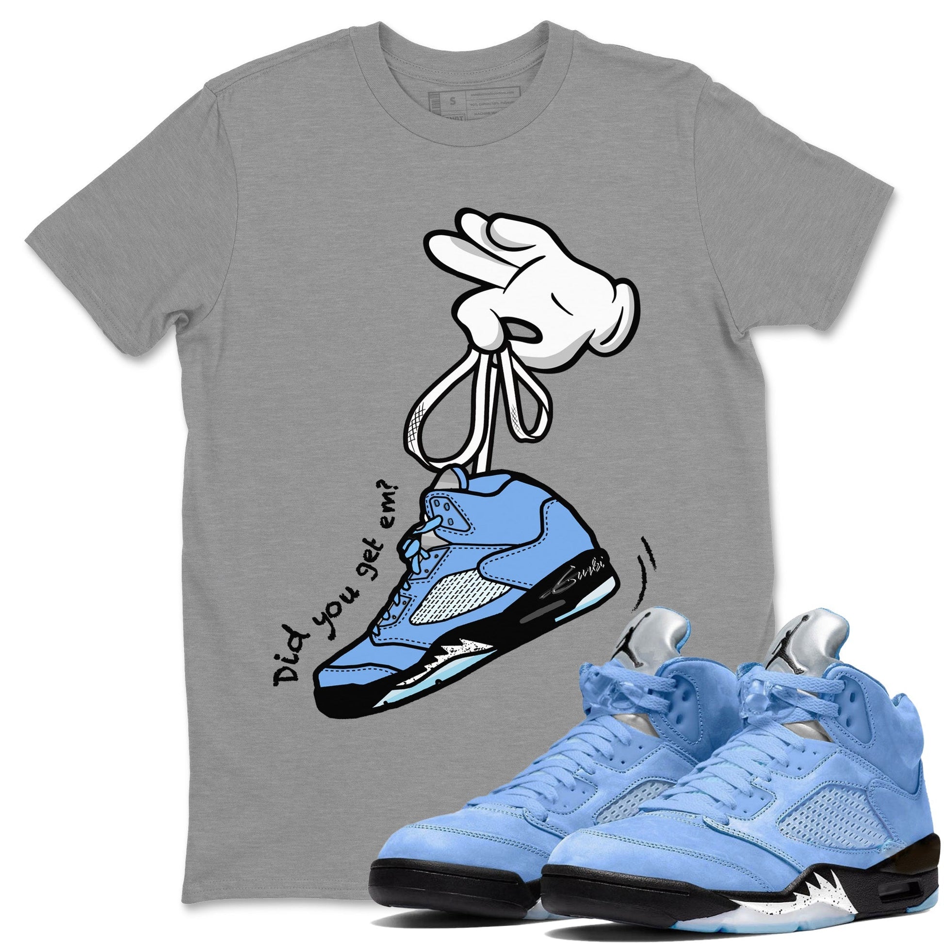 Cartoon Hands Unisex Tops - Air Jordan 5 UNC