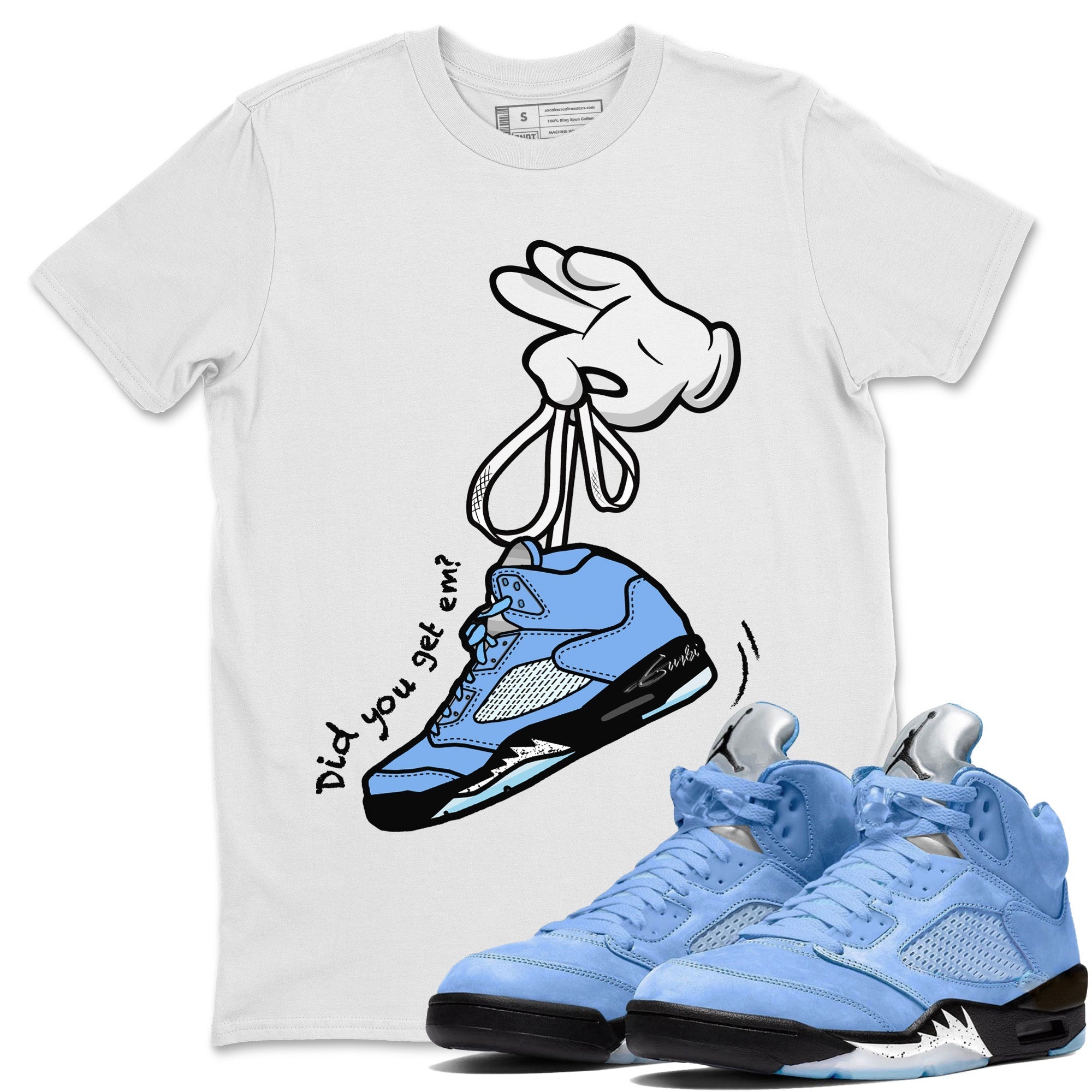 Cartoon Hands Unisex Tops - Air Jordan 5 UNC