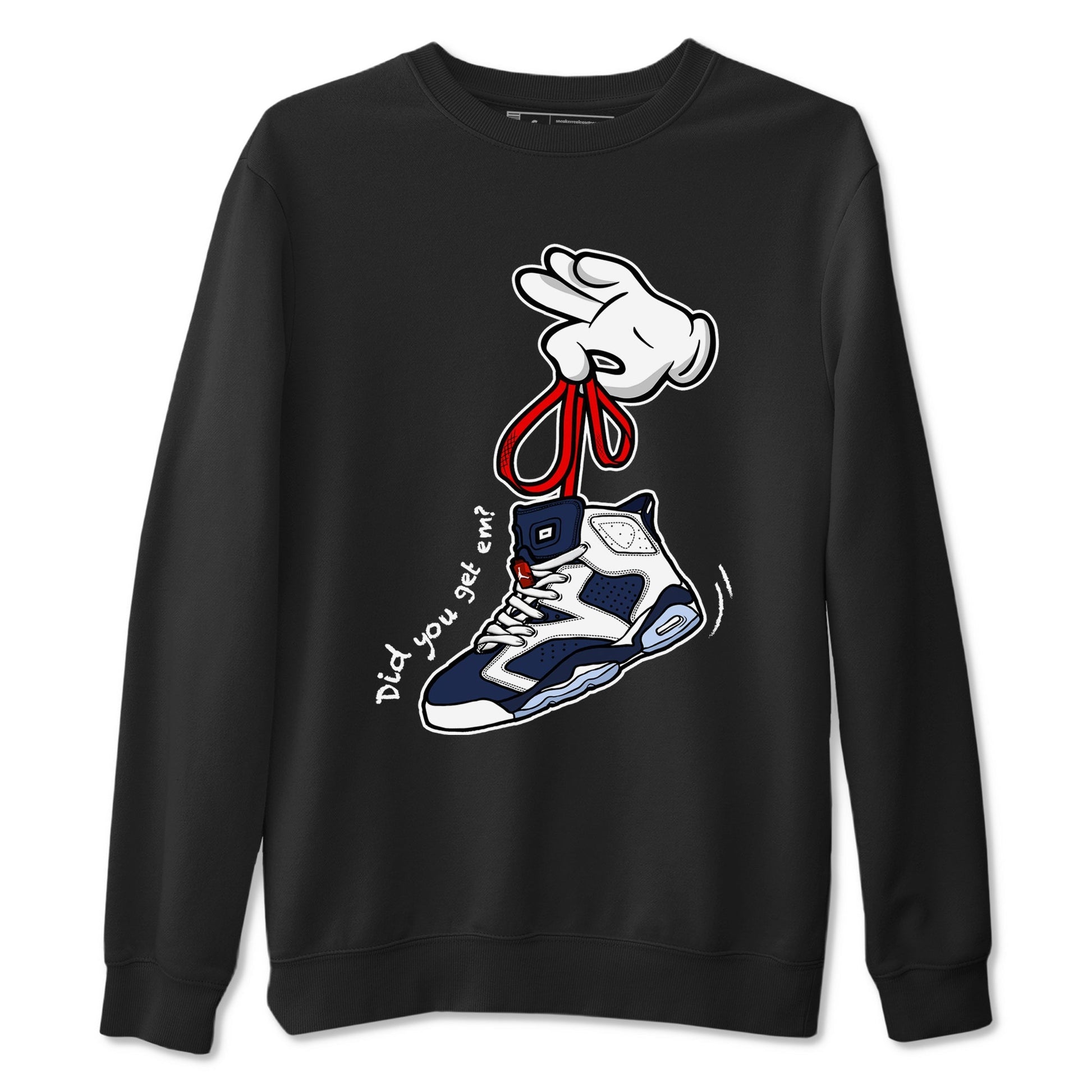 Cartoon Hands Sneaker Tees - Air Jordan 6 White And Midnight Navy