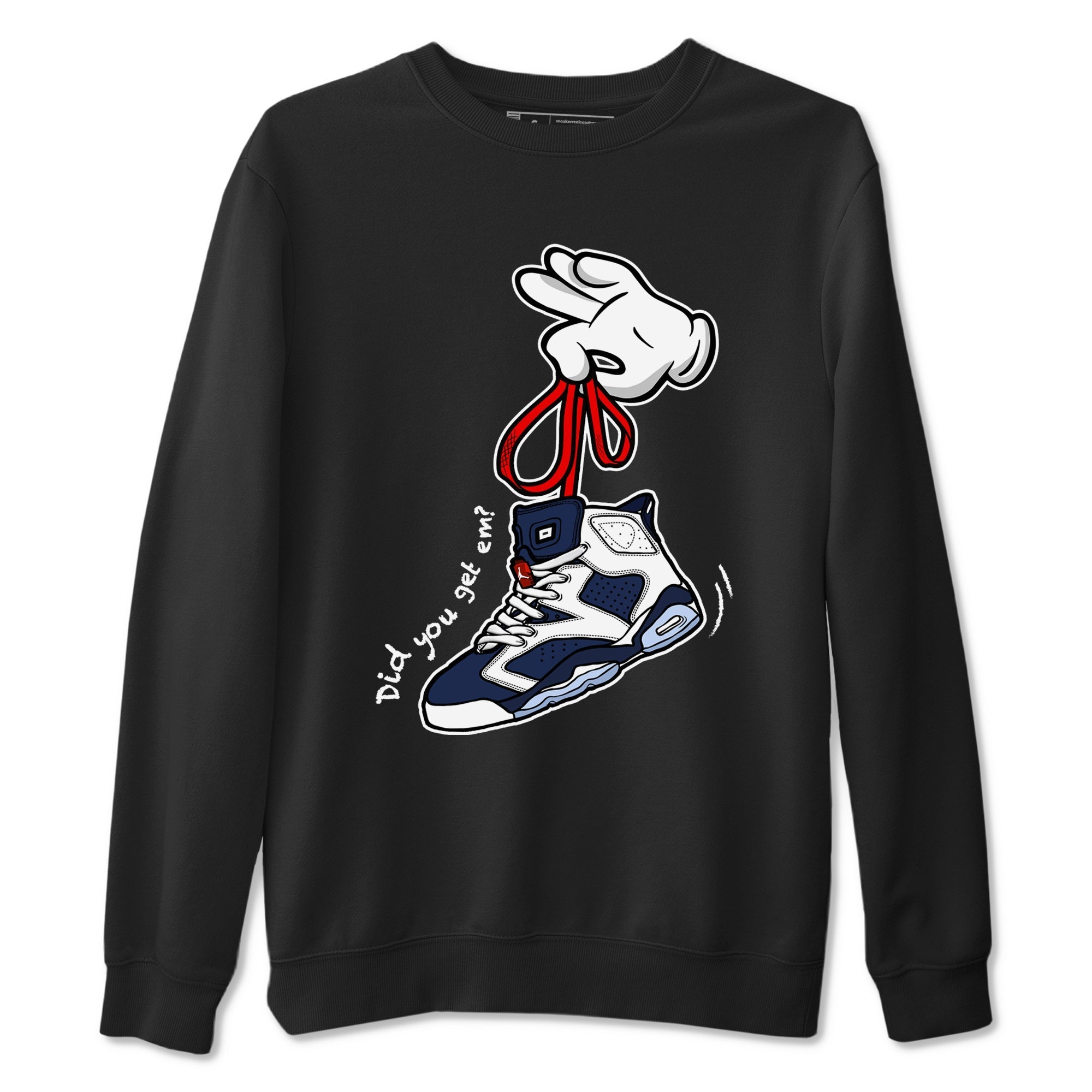 Cartoon Hands Sneaker Tees - Air Jordan 6 White And Midnight Navy