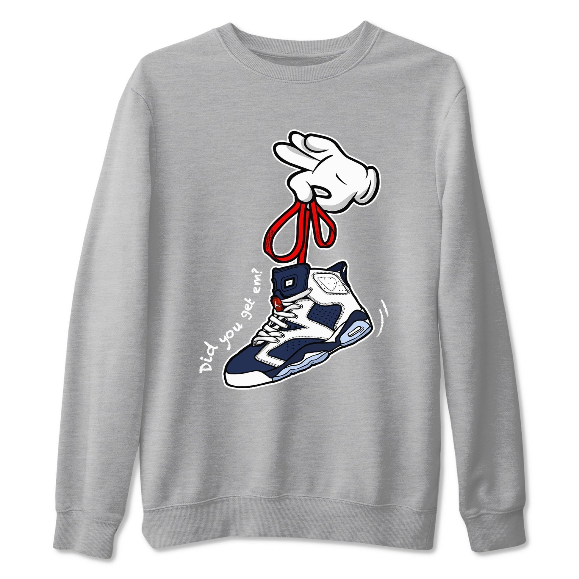Cartoon Hands Sneaker Tees - Air Jordan 6 White And Midnight Navy