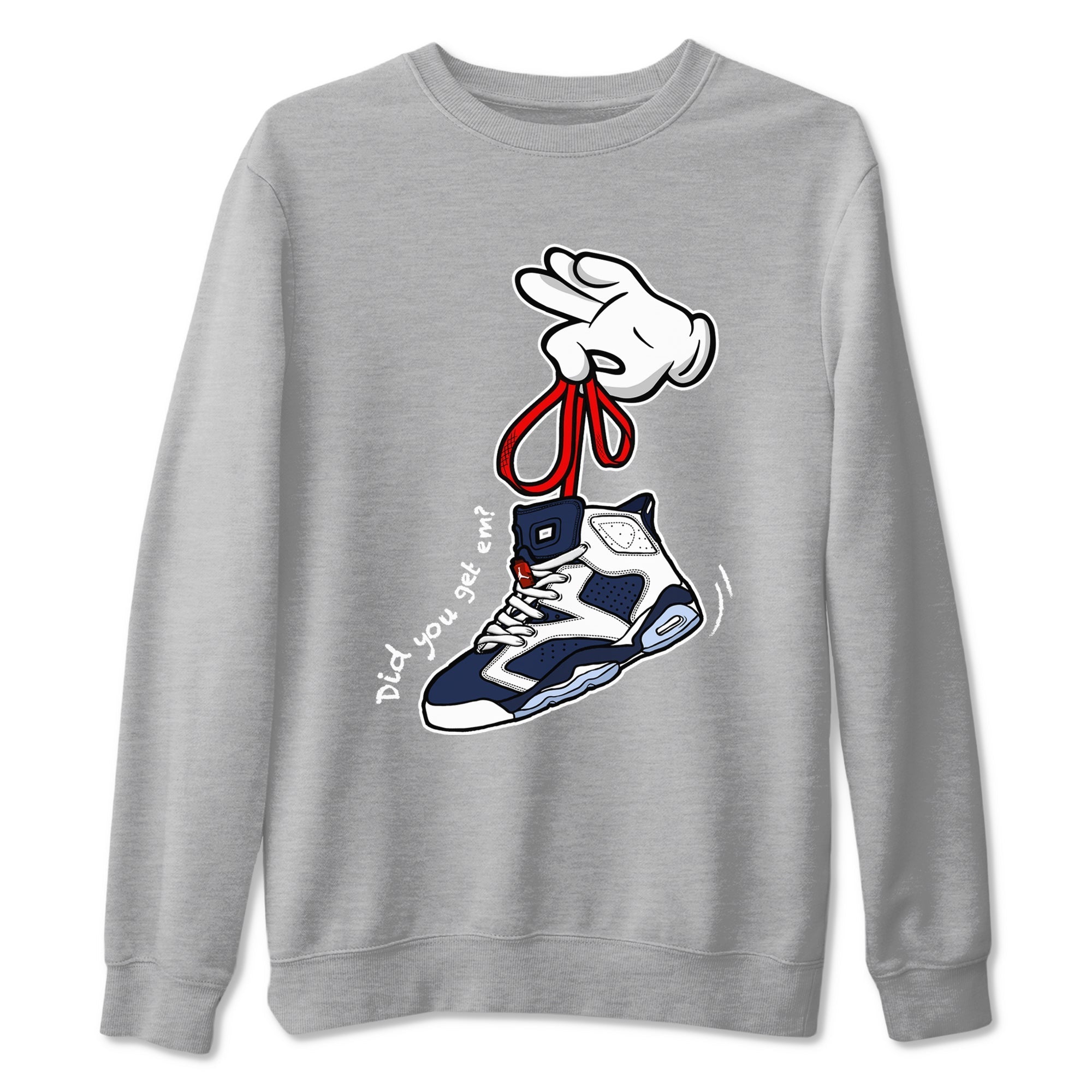 Cartoon Hands Sneaker Tees - Air Jordan 6 White And Midnight Navy