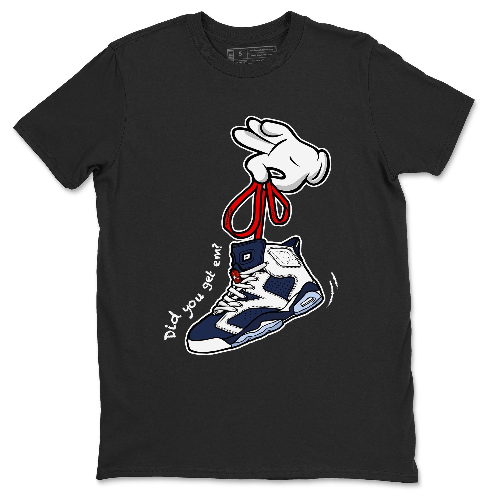 Cartoon Hands Sneaker Tees - Air Jordan 6 White And Midnight Navy