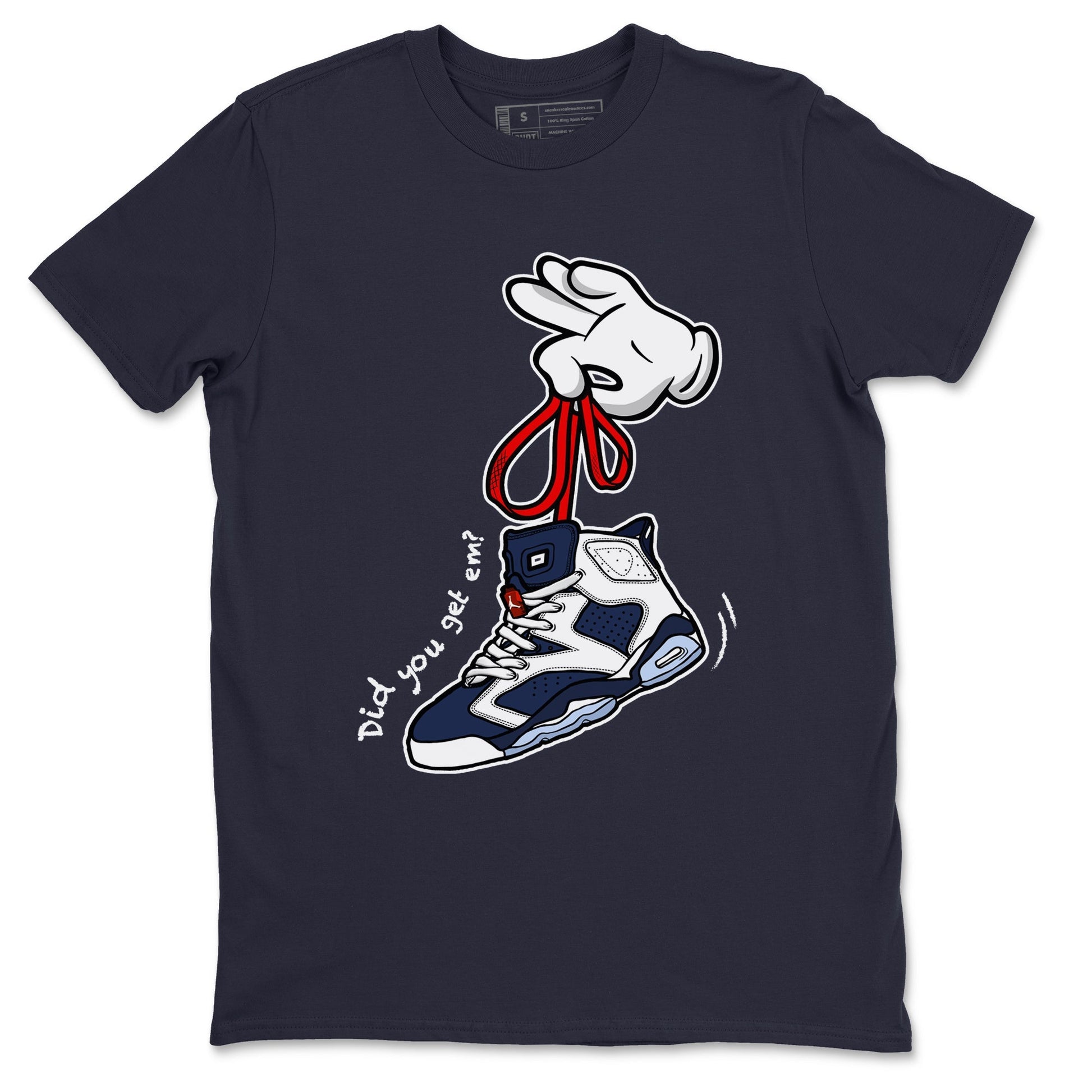 Cartoon Hands Sneaker Tees - Air Jordan 6 White And Midnight Navy