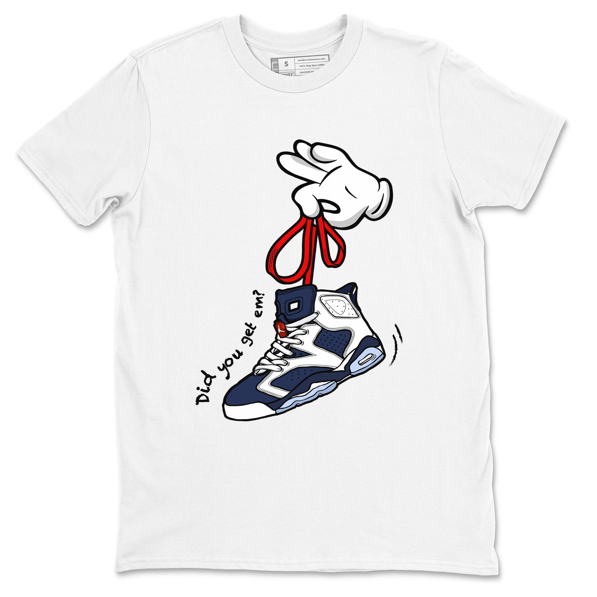Cartoon Hands Sneaker Tees - Air Jordan 6 White And Midnight Navy
