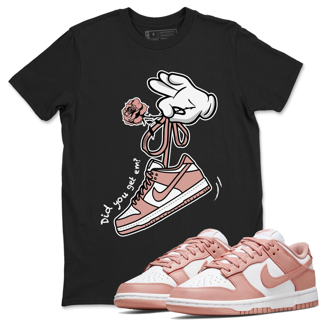 Cartoon Hands Sneaker Tee - Dunk Rose Whisper