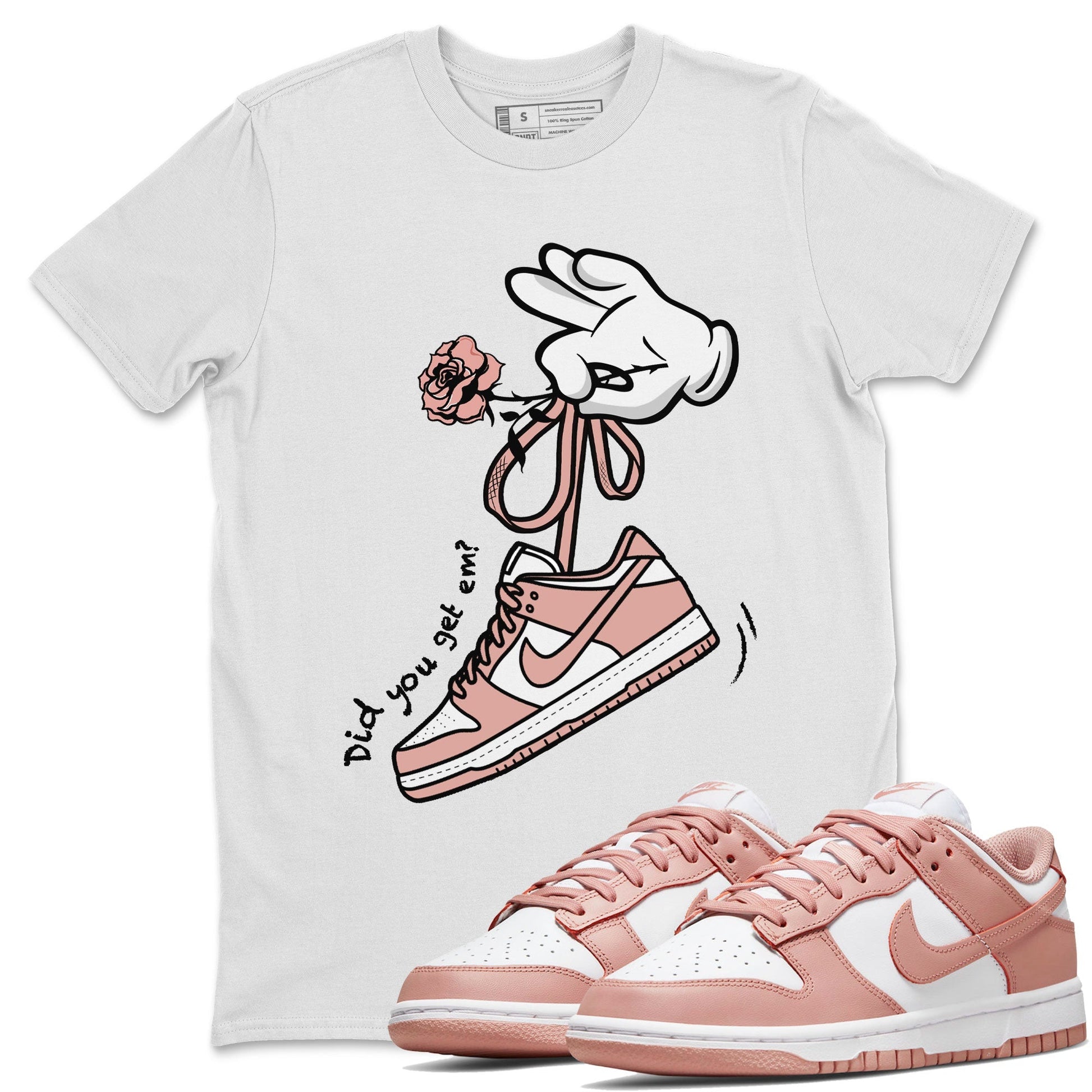 Cartoon Hands Sneaker Tee - Dunk Rose Whisper