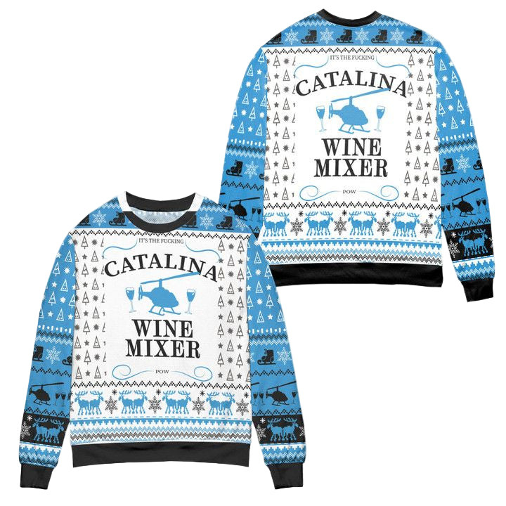 Catalina Wine Mixer Reindeer Snowflake Pattern Ugly Christmas Sweater ? Usalast