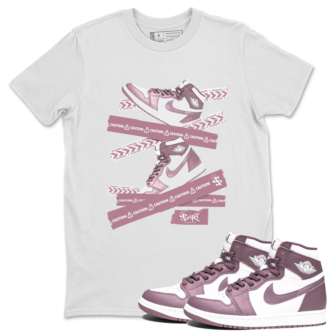 Caution Tape Sneaker Tee - Air Jordan 1 Mauve