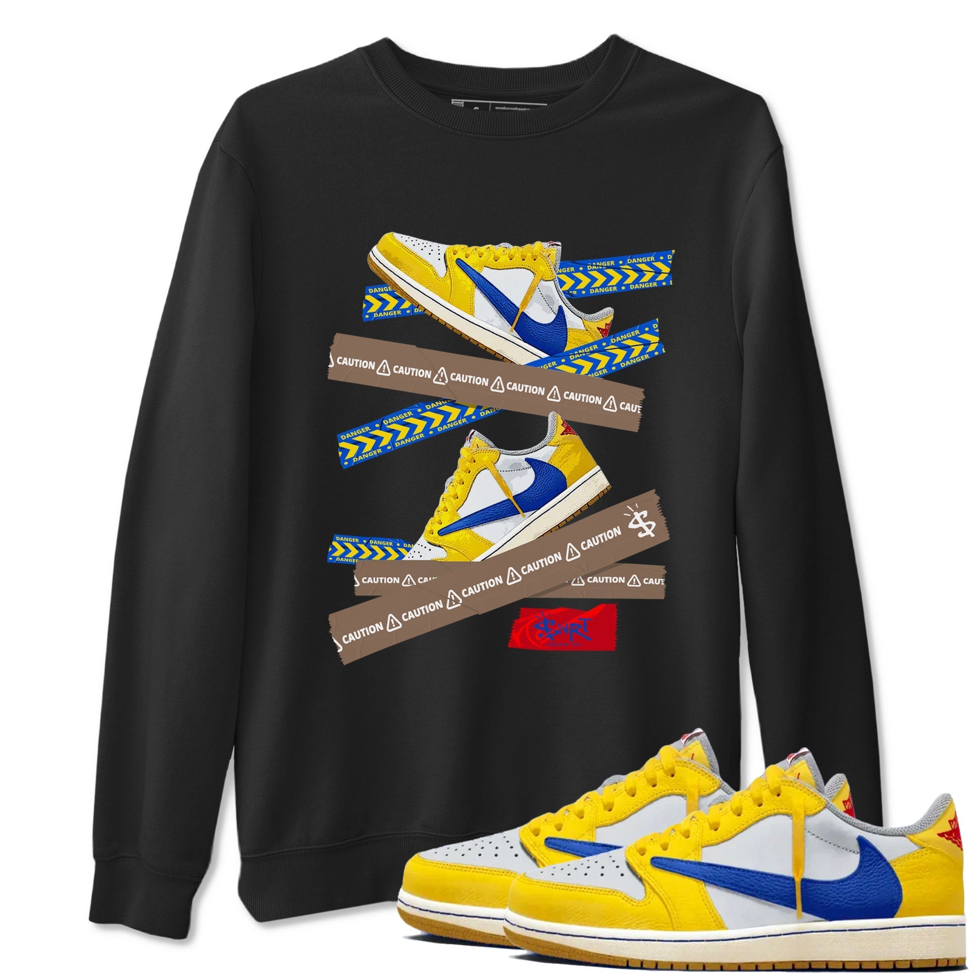 Caution Tape Sneaker Tees - Air Jordan 1 Travis Scott Canary