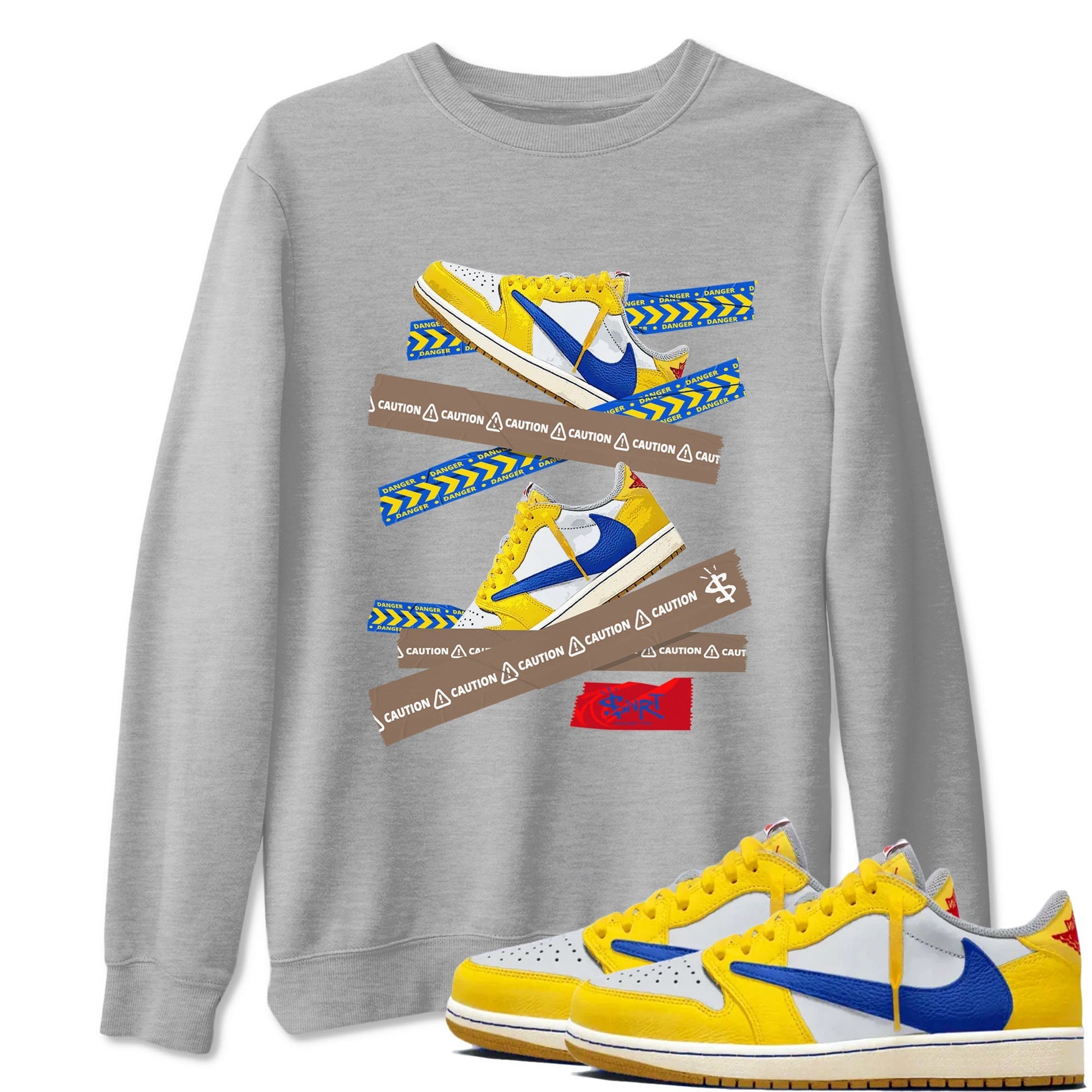 Caution Tape Sneaker Tees - Air Jordan 1 Travis Scott Canary