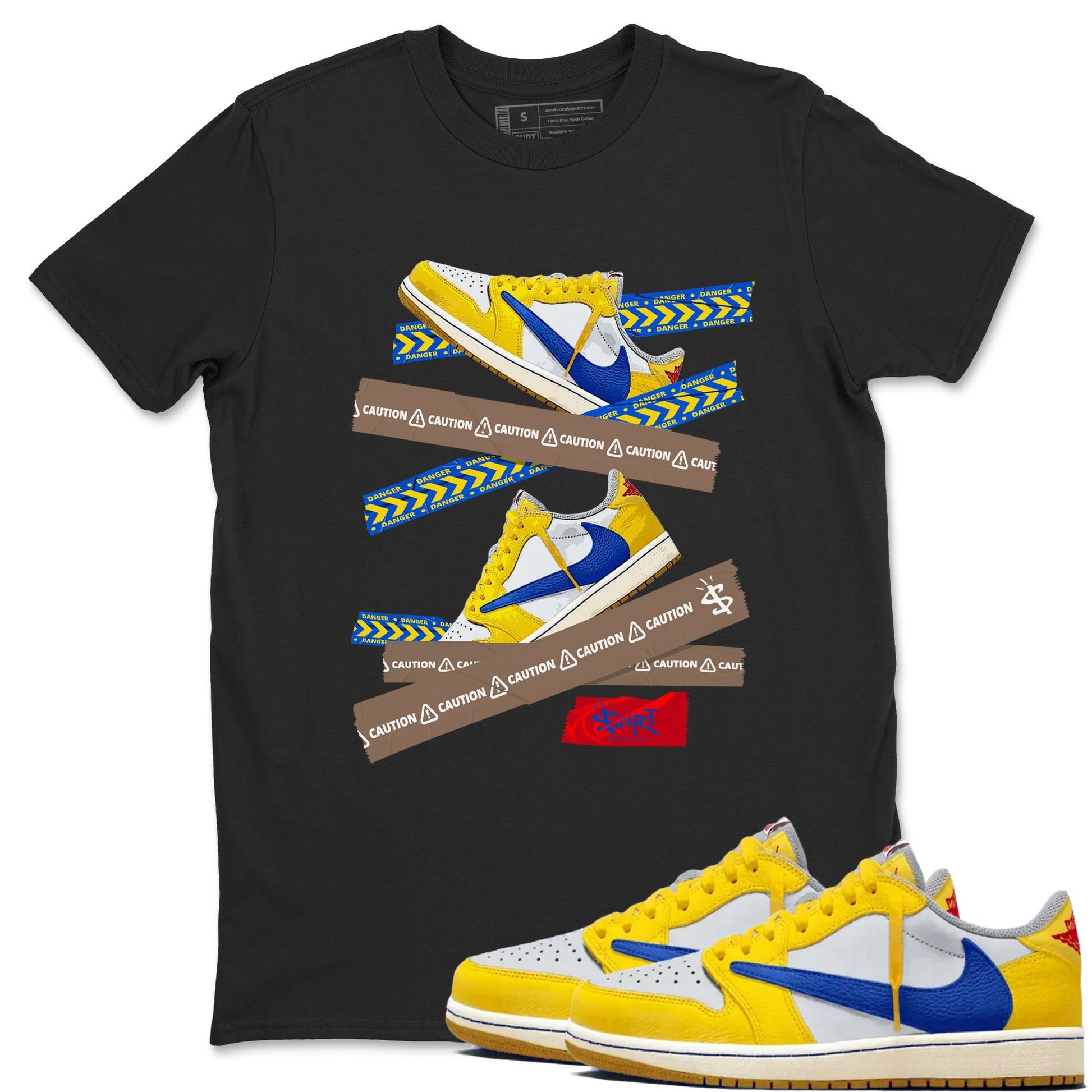 Caution Tape Sneaker Tees - Air Jordan 1 Travis Scott Canary