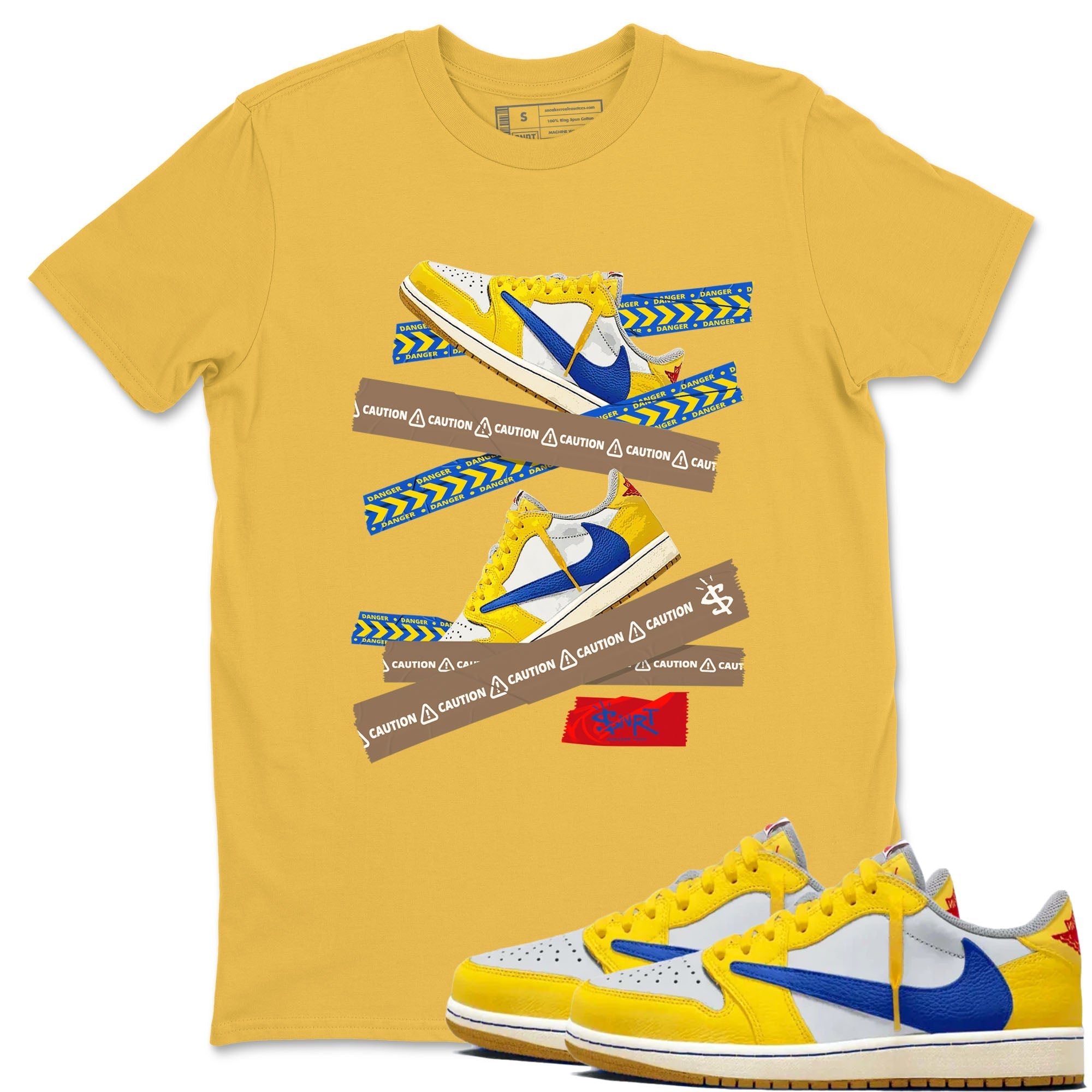 Caution Tape Sneaker Tees - Air Jordan 1 Travis Scott Canary