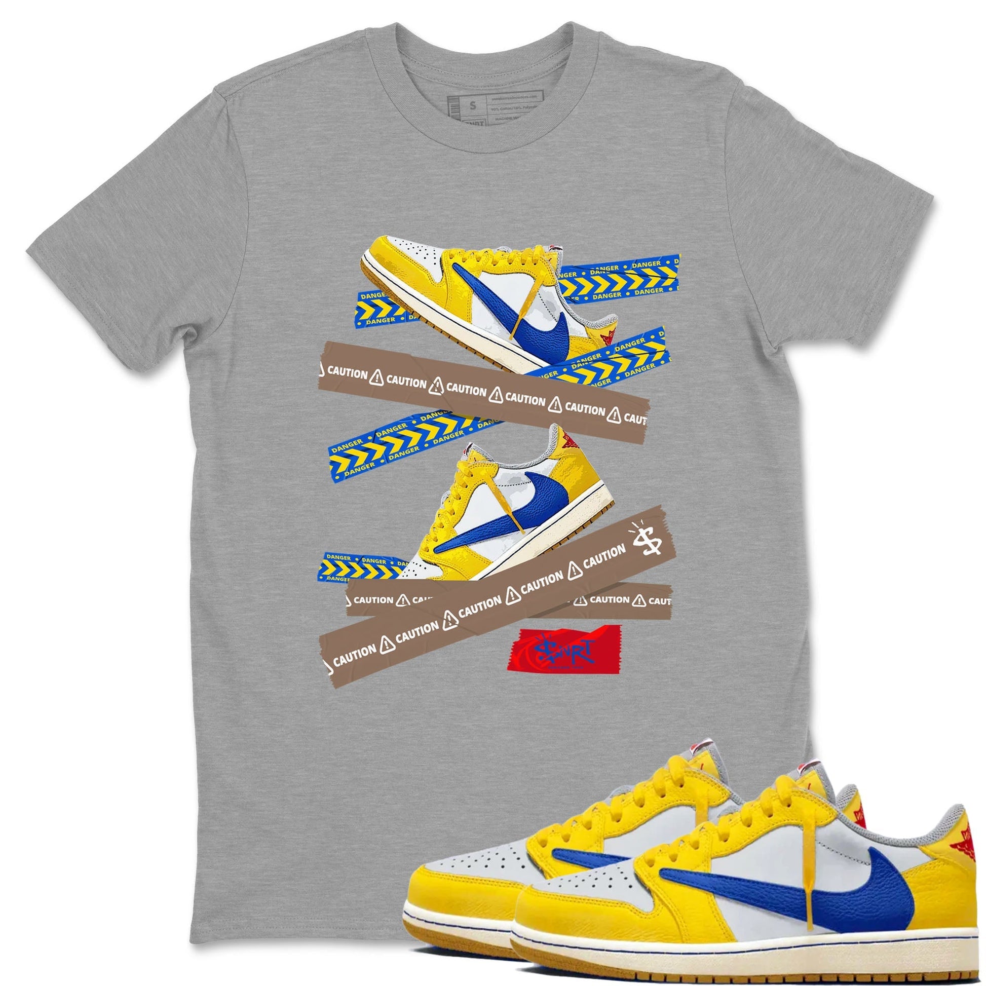 Caution Tape Sneaker Tees - Air Jordan 1 Travis Scott Canary