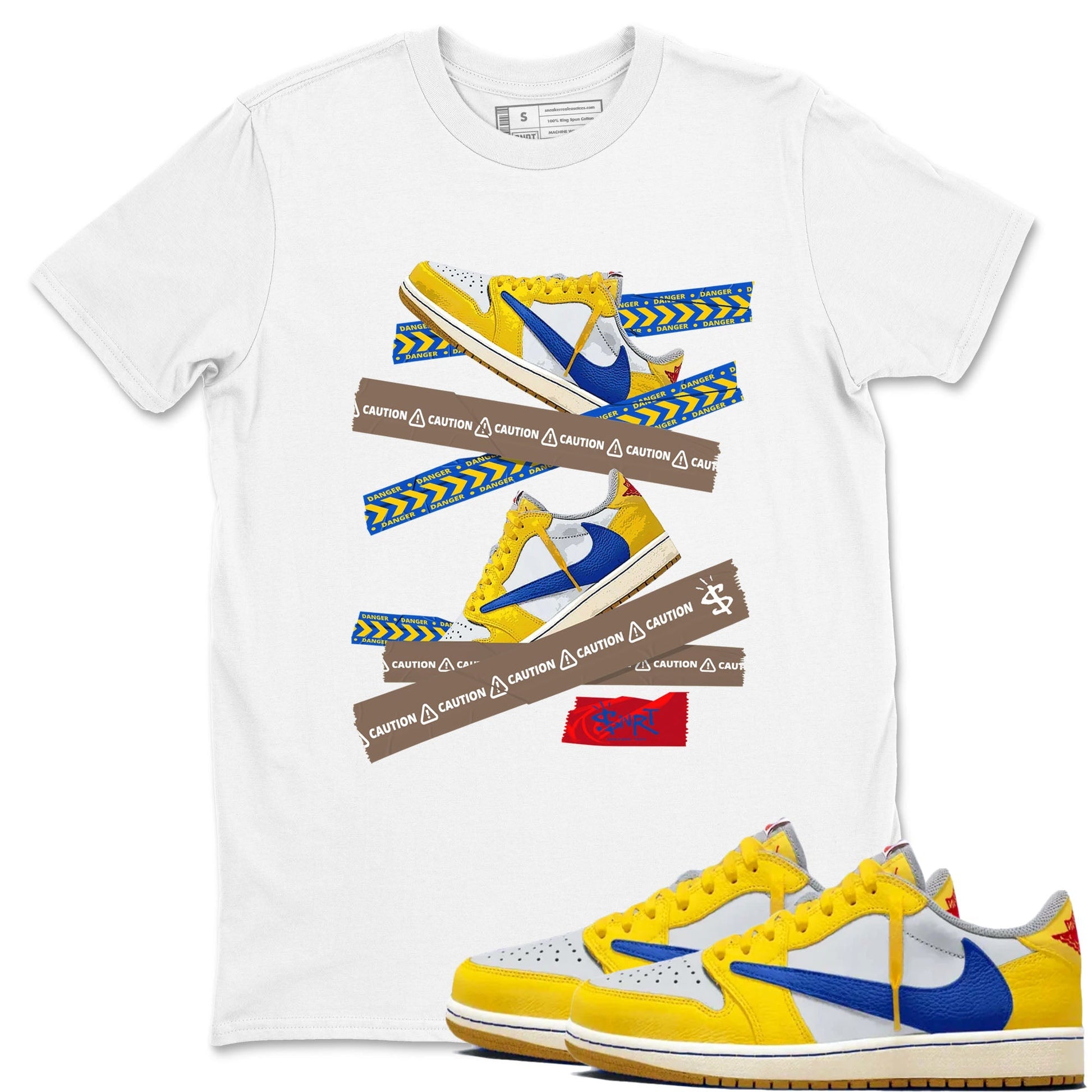 Caution Tape Sneaker Tees - Air Jordan 1 Travis Scott Canary