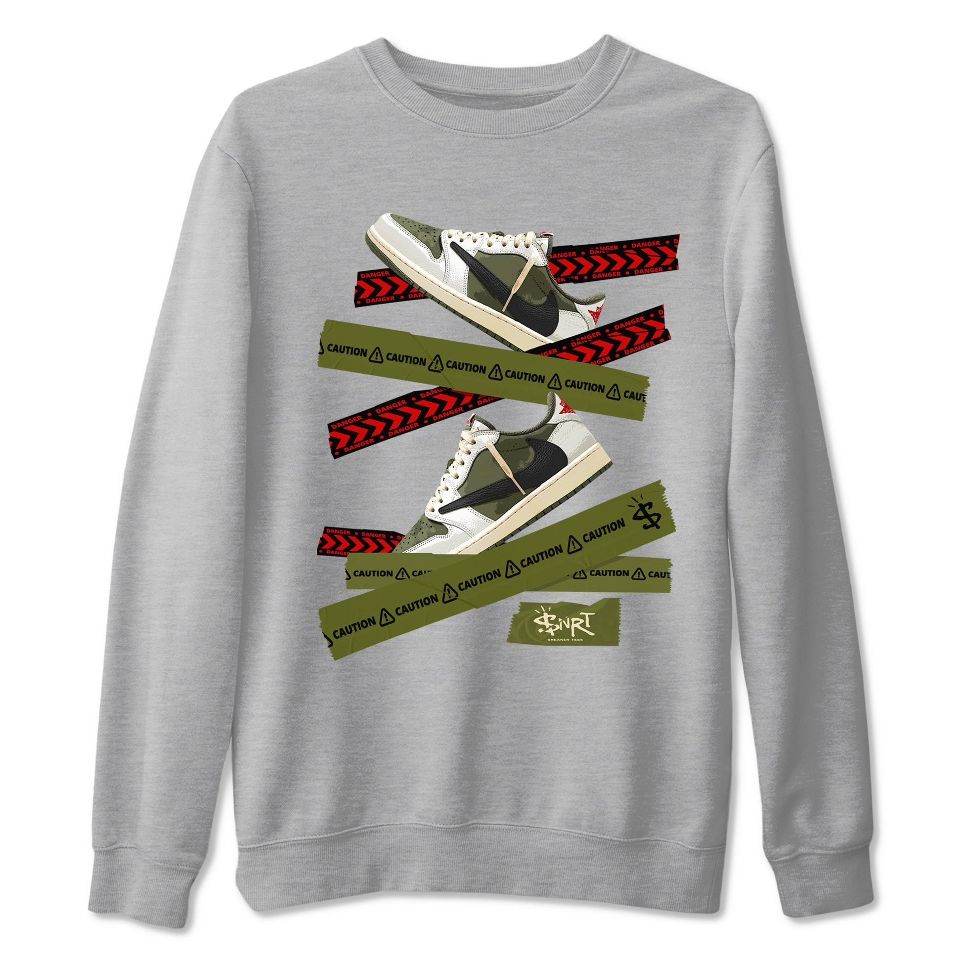 Caution Tape Sneaker Tees - Air Jordan 1 Travis Scott Medium Olive