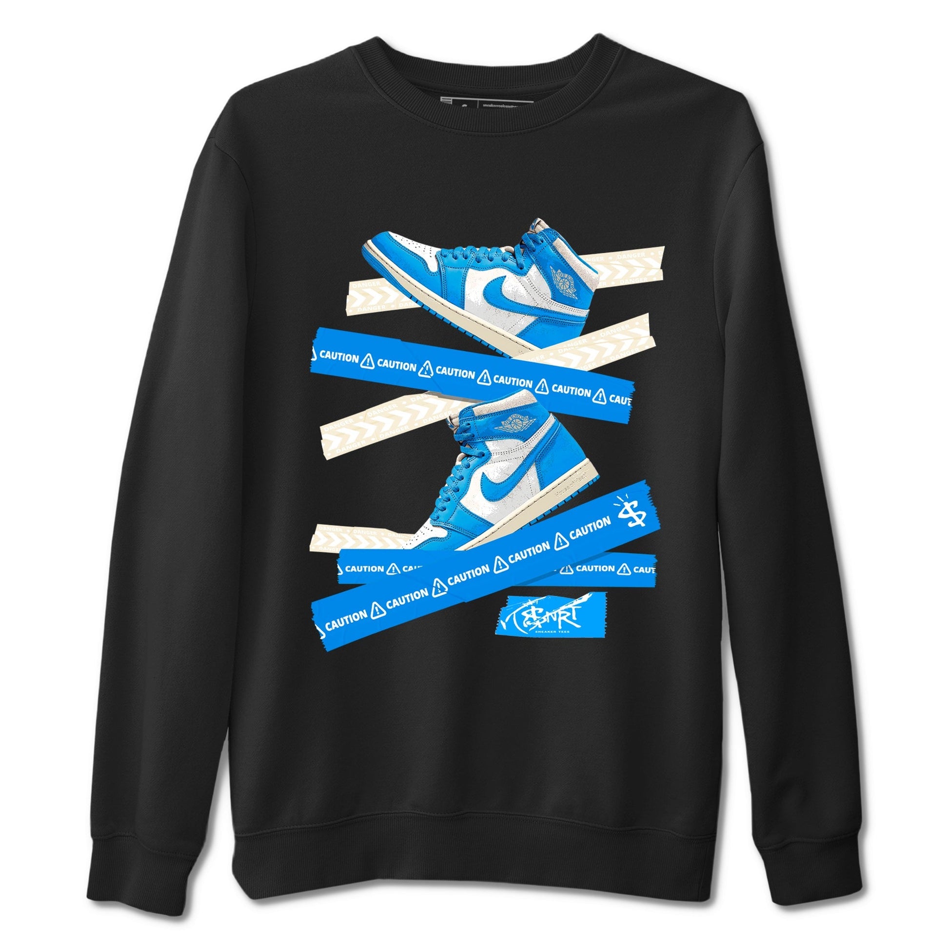 Caution Tape Sneaker Tees - Air Jordan 1 UNC Reimagined