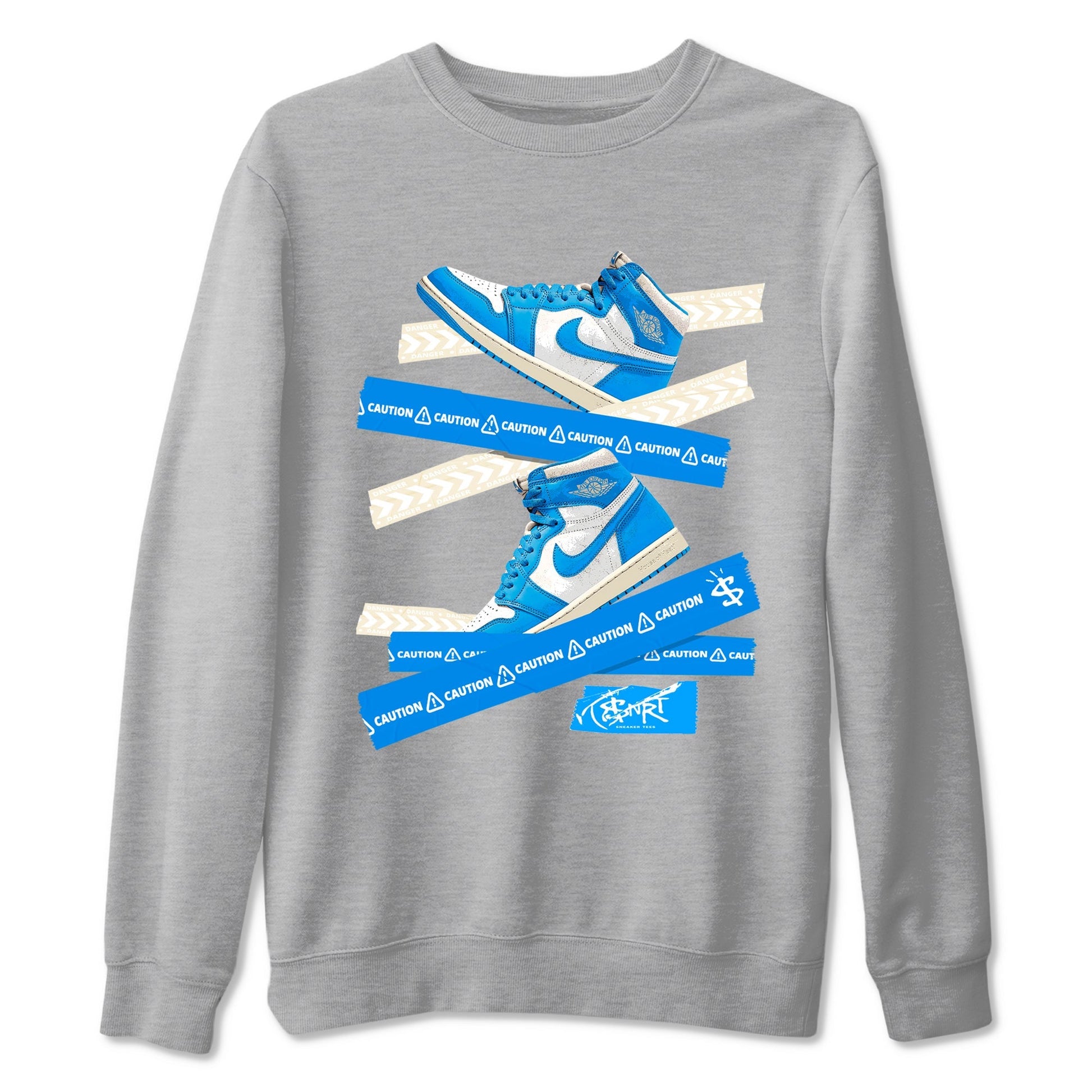 Caution Tape Sneaker Tees - Air Jordan 1 UNC Reimagined