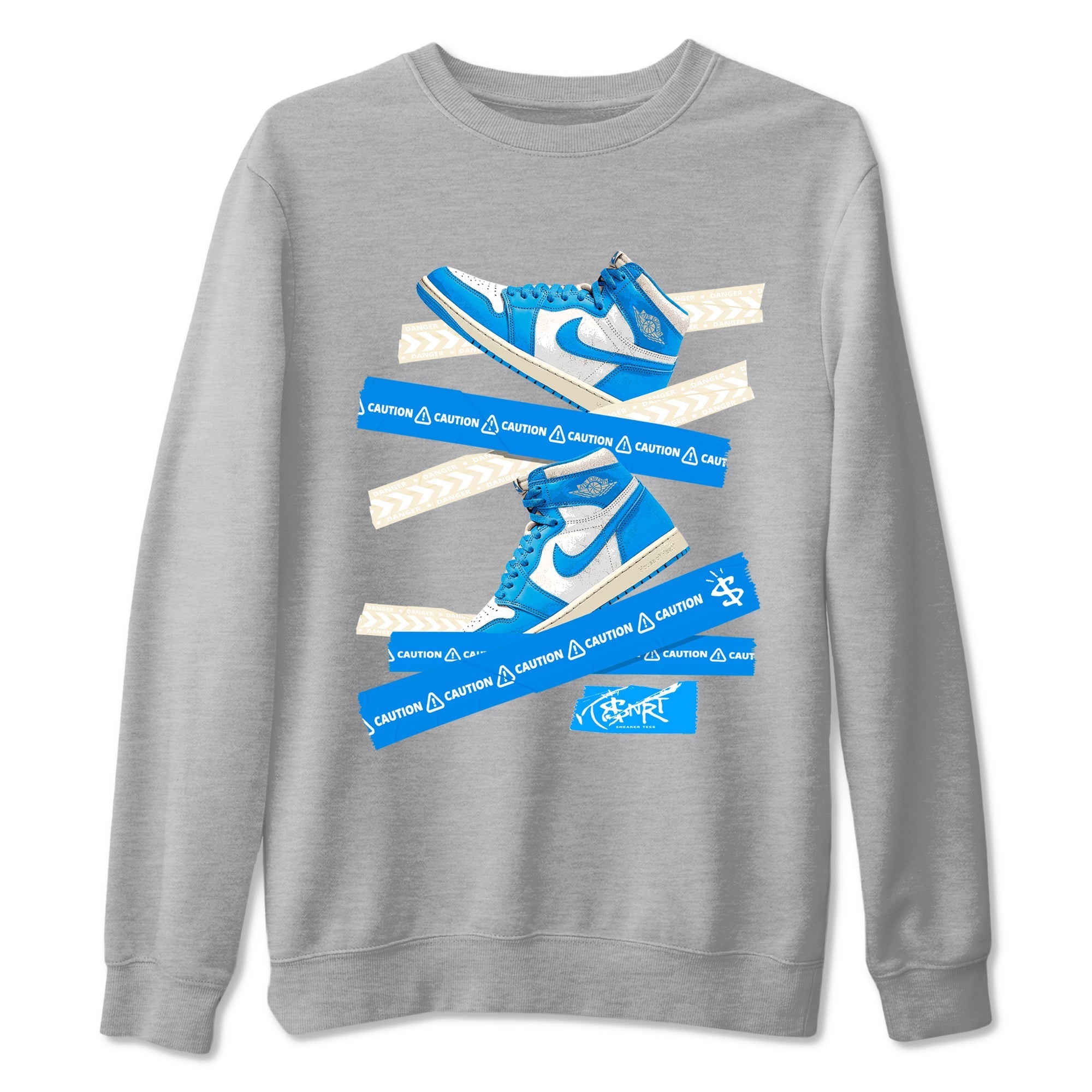 Caution Tape Sneaker Tees - Air Jordan 1 UNC Reimagined