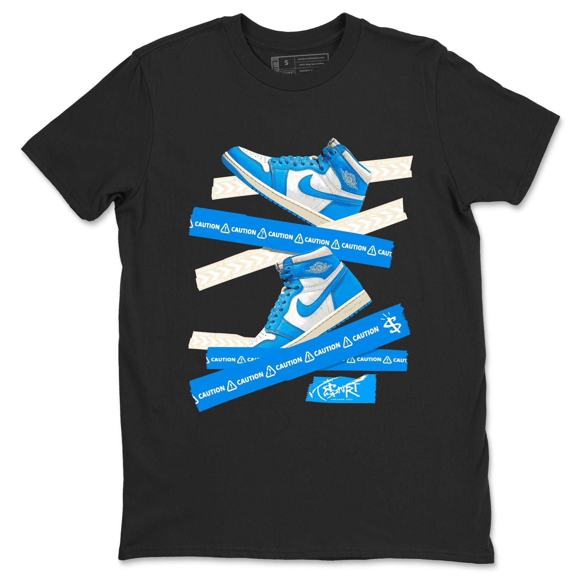 Caution Tape Sneaker Tees - Air Jordan 1 UNC Reimagined