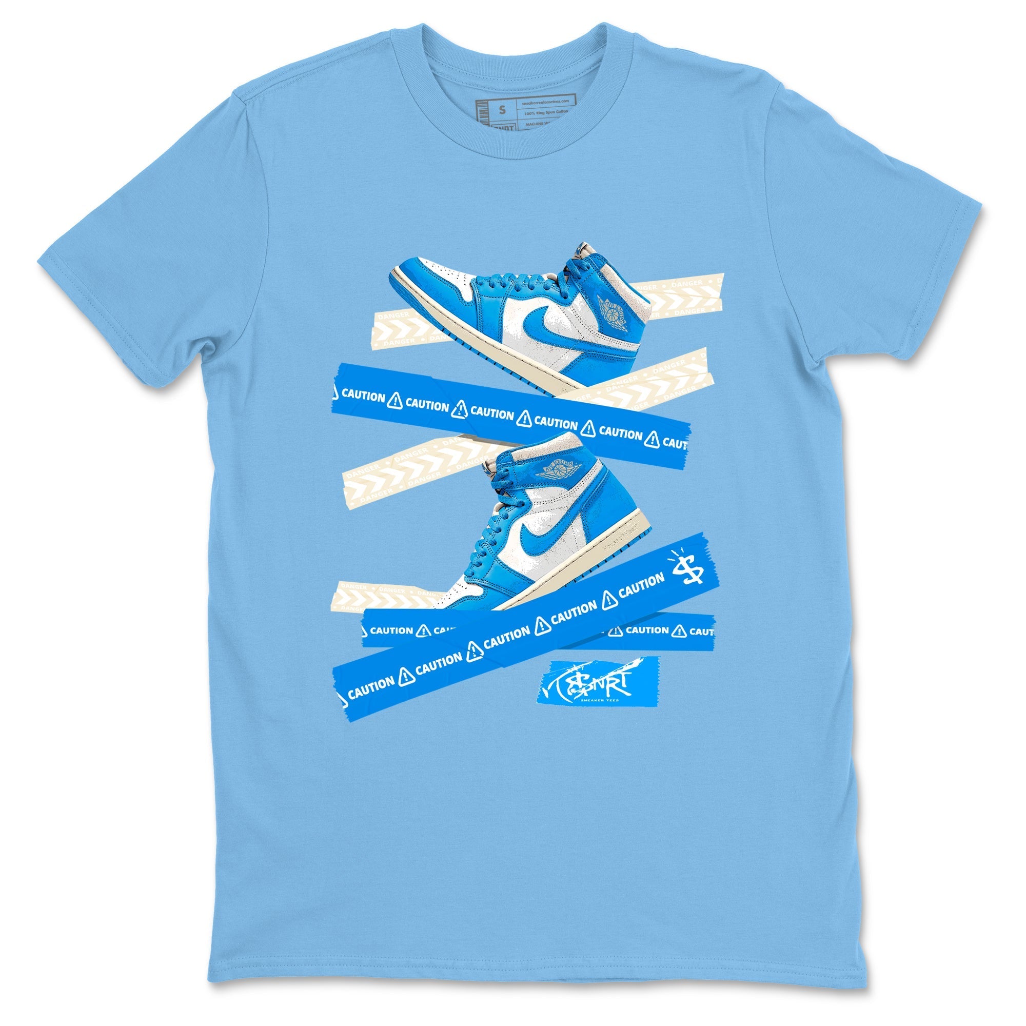 Caution Tape Sneaker Tees - Air Jordan 1 UNC Reimagined