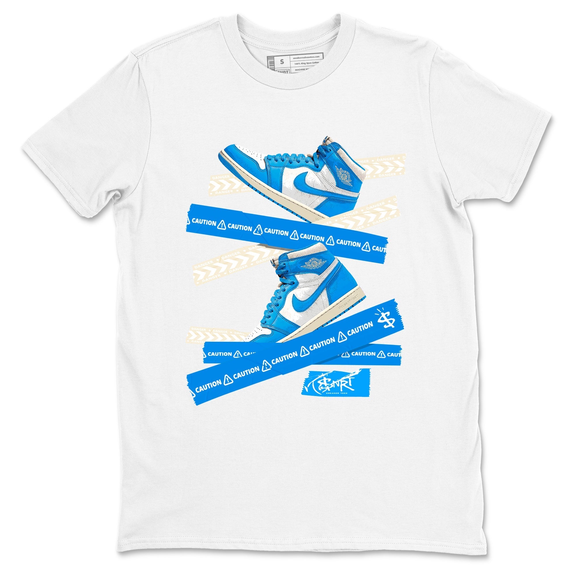 Caution Tape Sneaker Tees - Air Jordan 1 UNC Reimagined