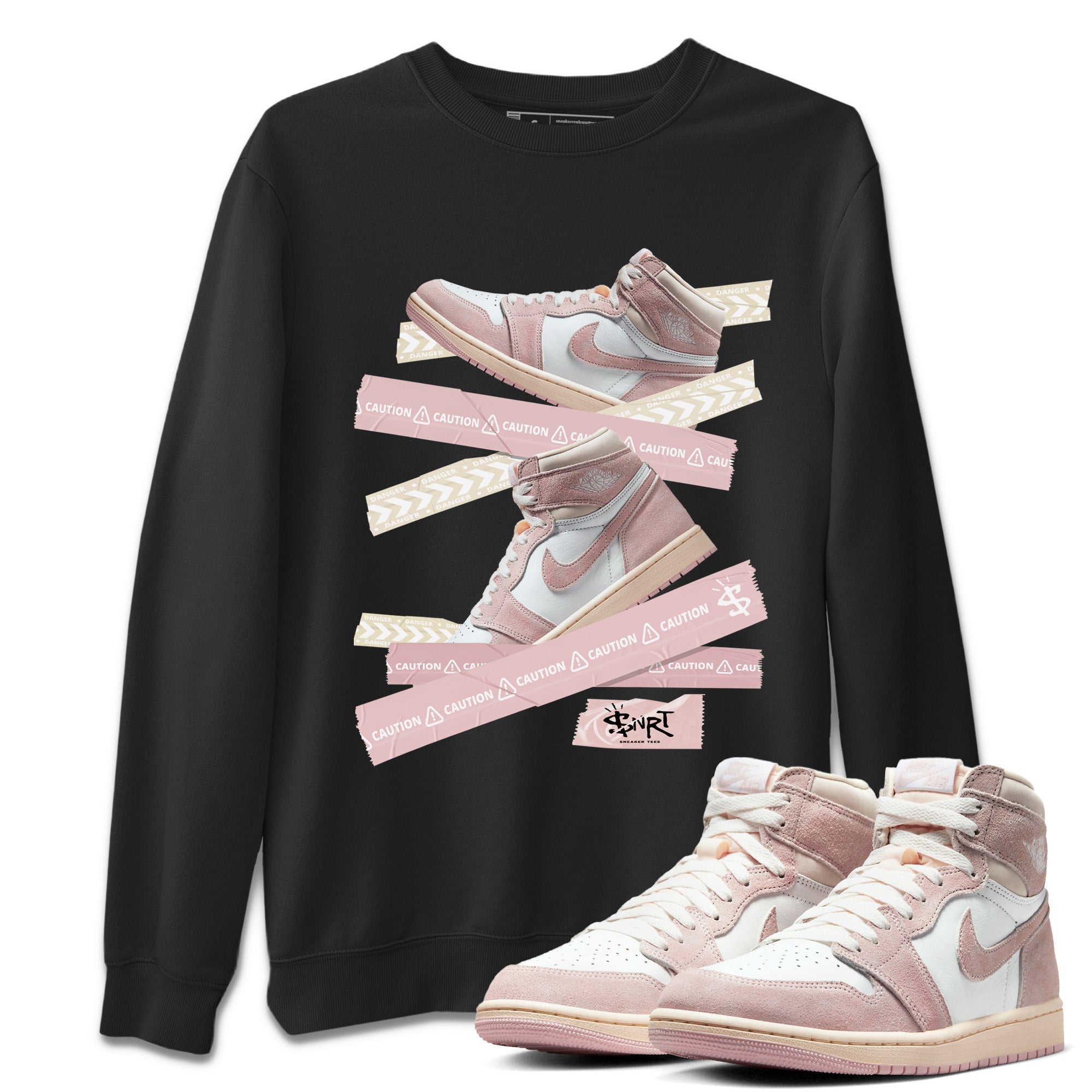 Caution Tape Unisex Tops - Air Jordan 1 Washed Pink
