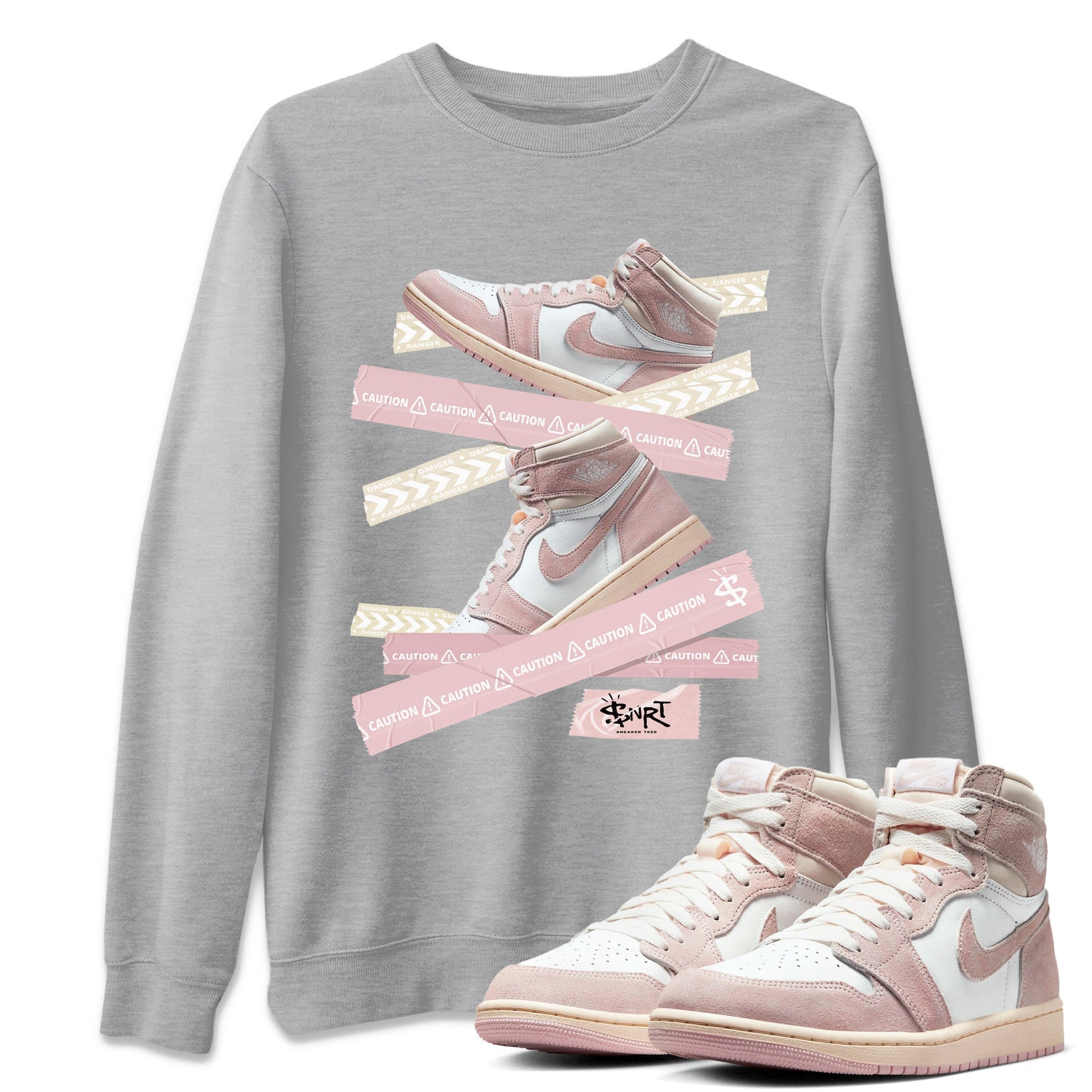 Caution Tape Unisex Tops - Air Jordan 1 Washed Pink