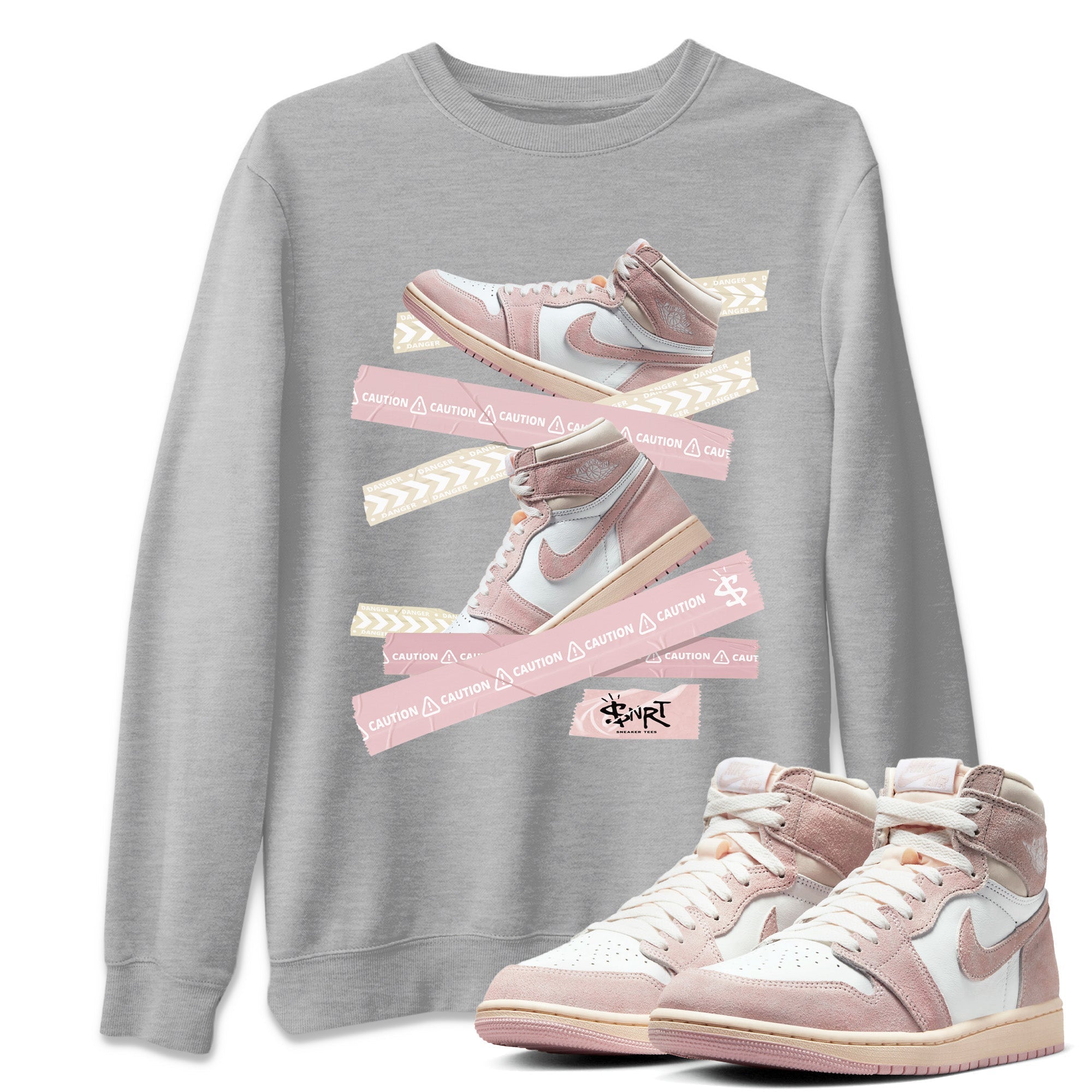 Caution Tape Unisex Tops - Air Jordan 1 Washed Pink