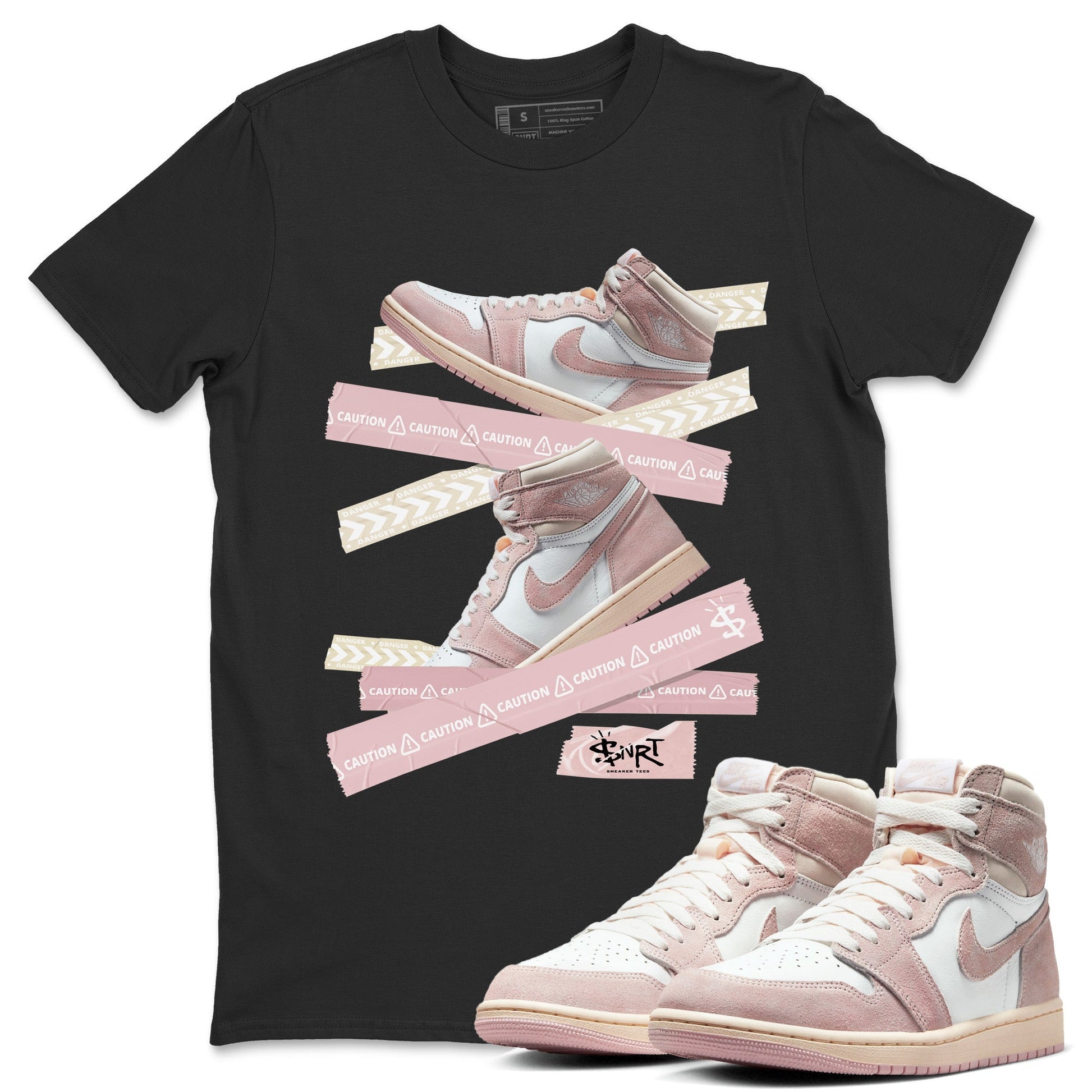 Caution Tape Unisex Tops - Air Jordan 1 Washed Pink
