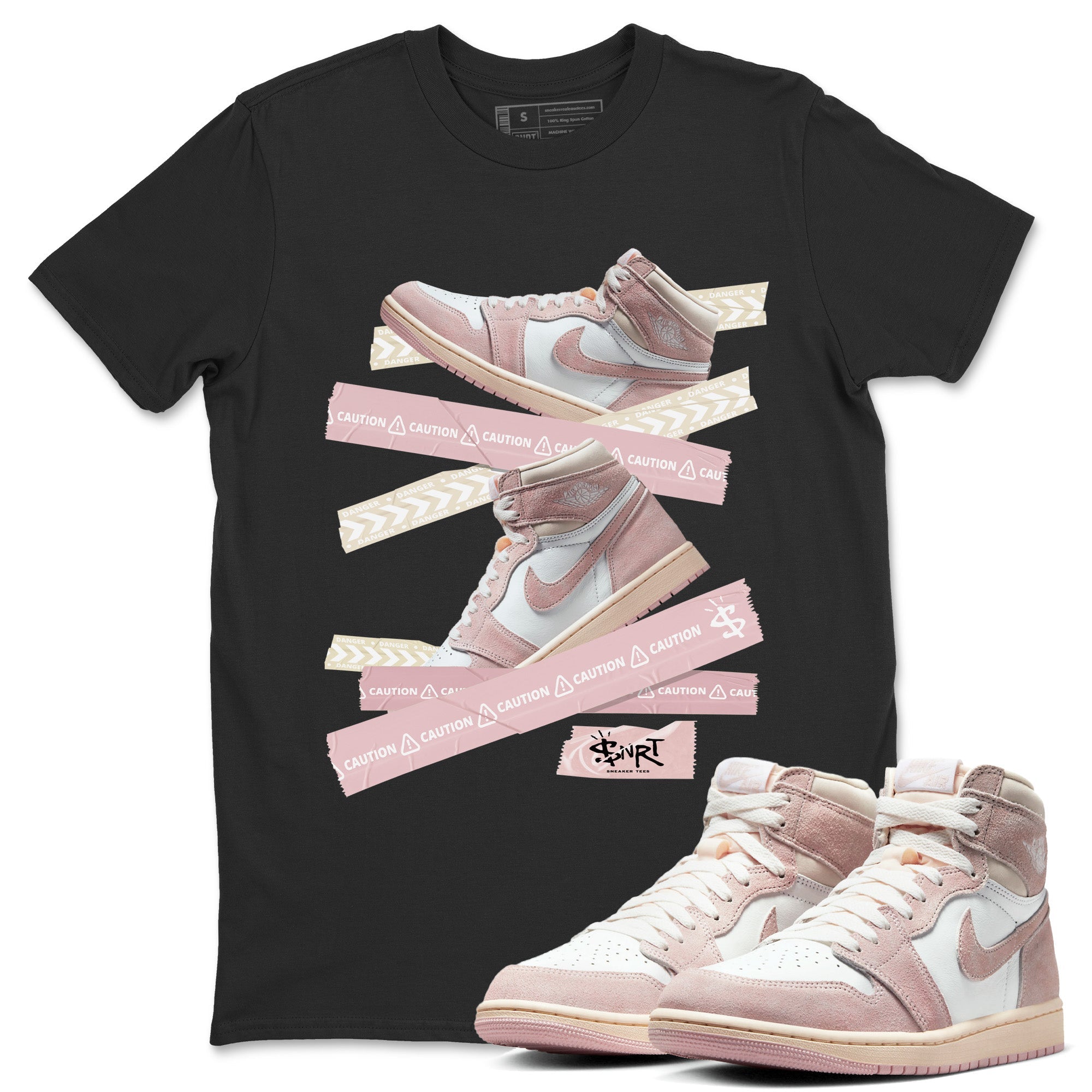 Caution Tape Unisex Tops - Air Jordan 1 Washed Pink