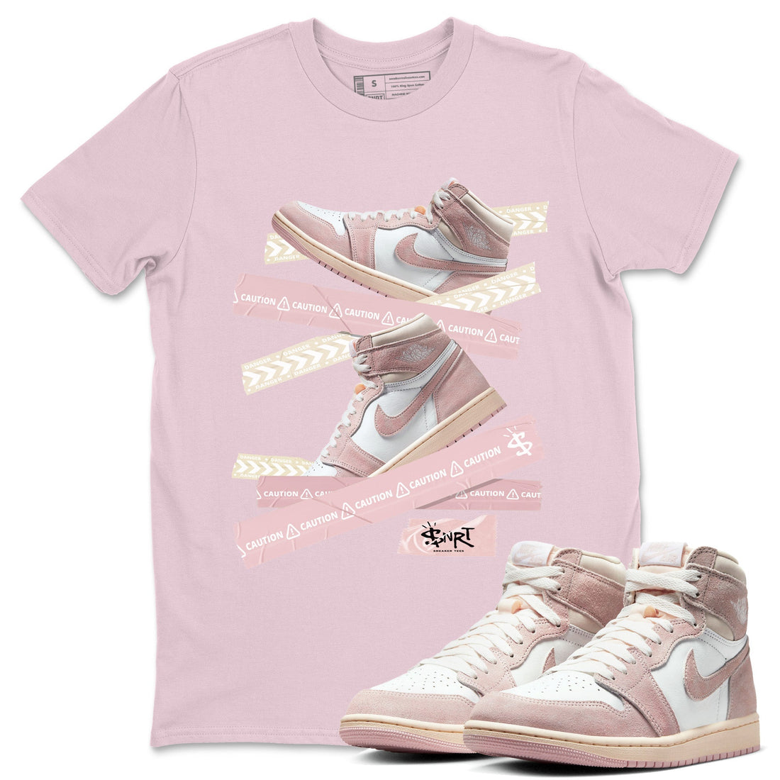 Caution Tape Unisex Tops - Air Jordan 1 Washed Pink