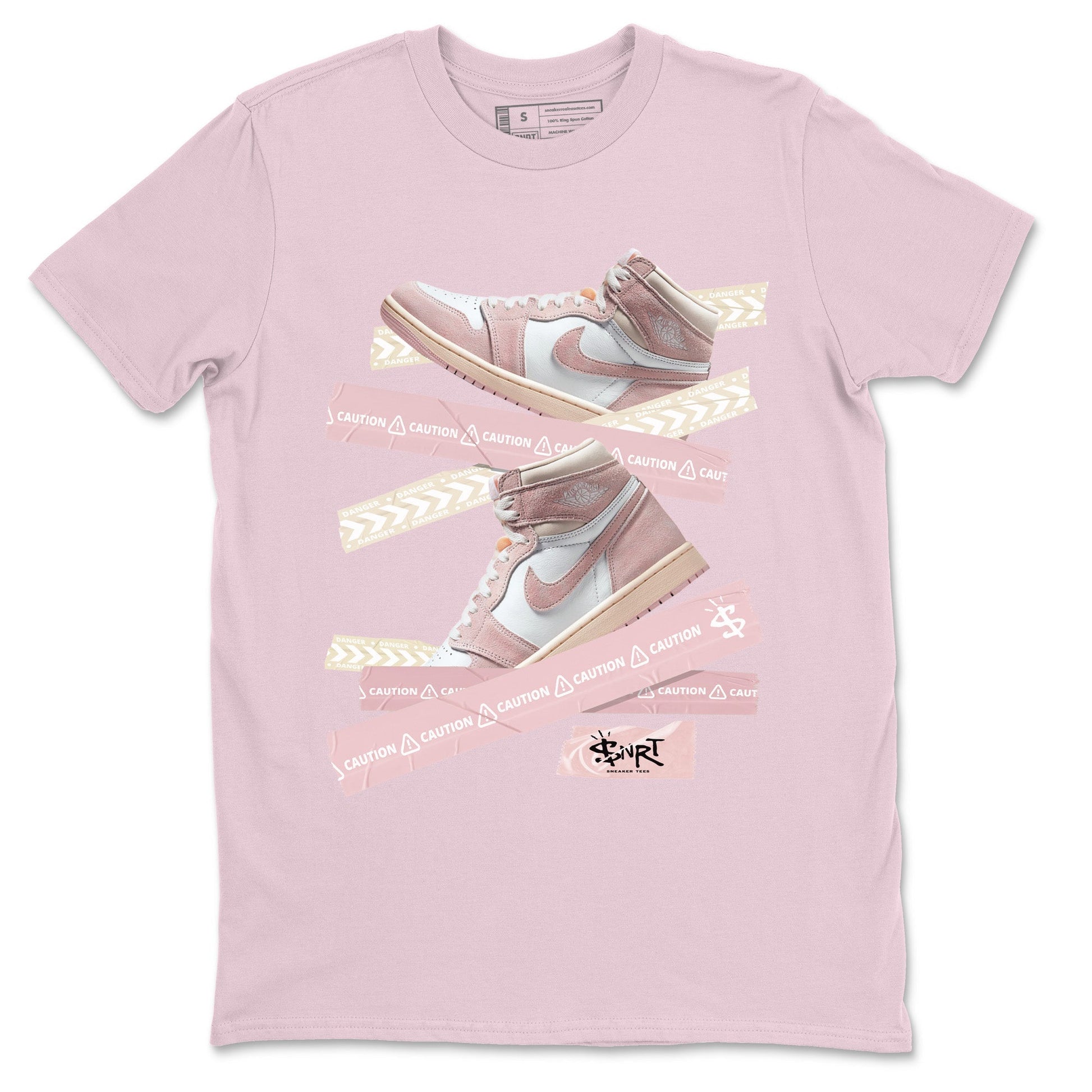 Caution Tape Unisex Tops - Air Jordan 1 Washed Pink